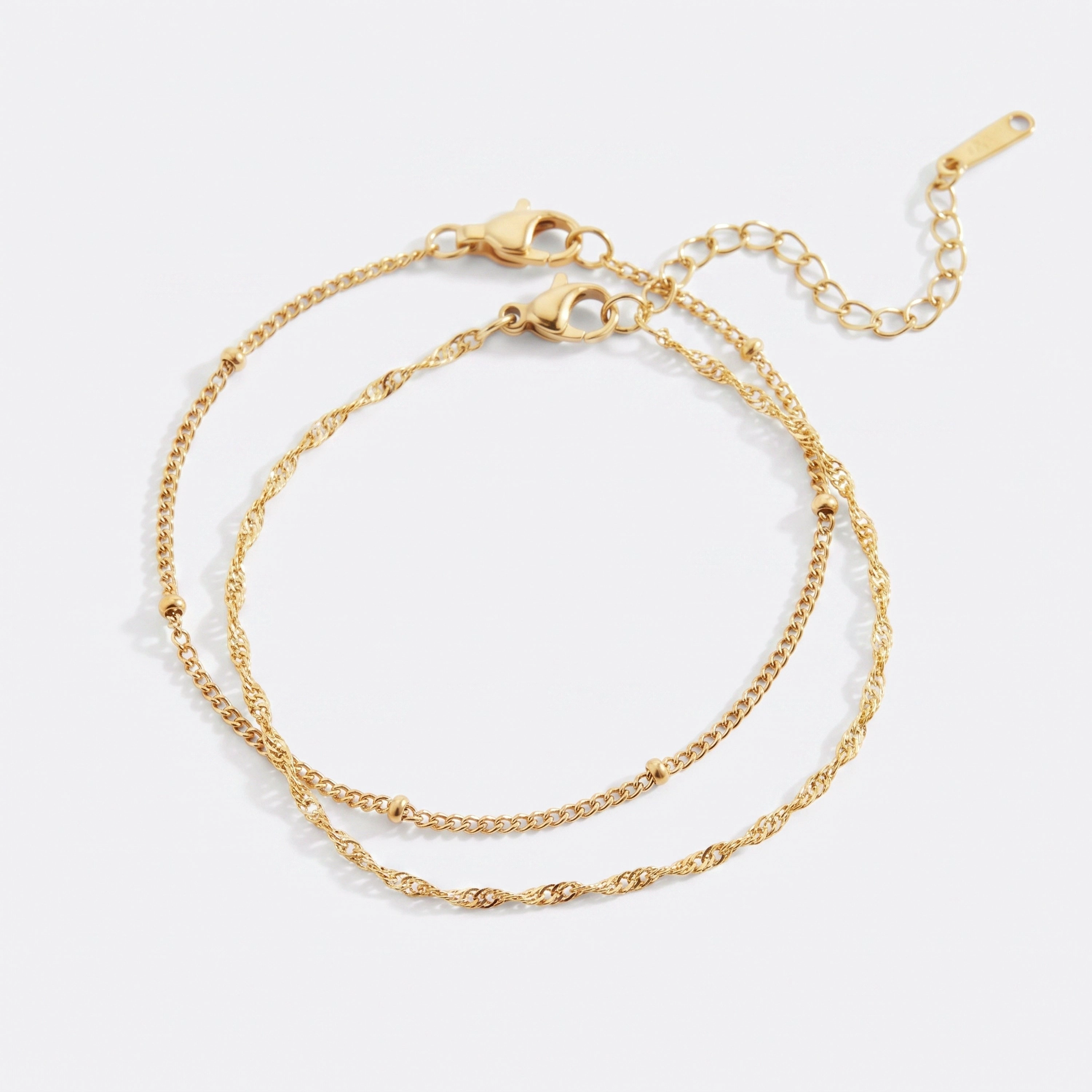 Mint & Lily Women's Twist and Satellite Chain Bracelet Set