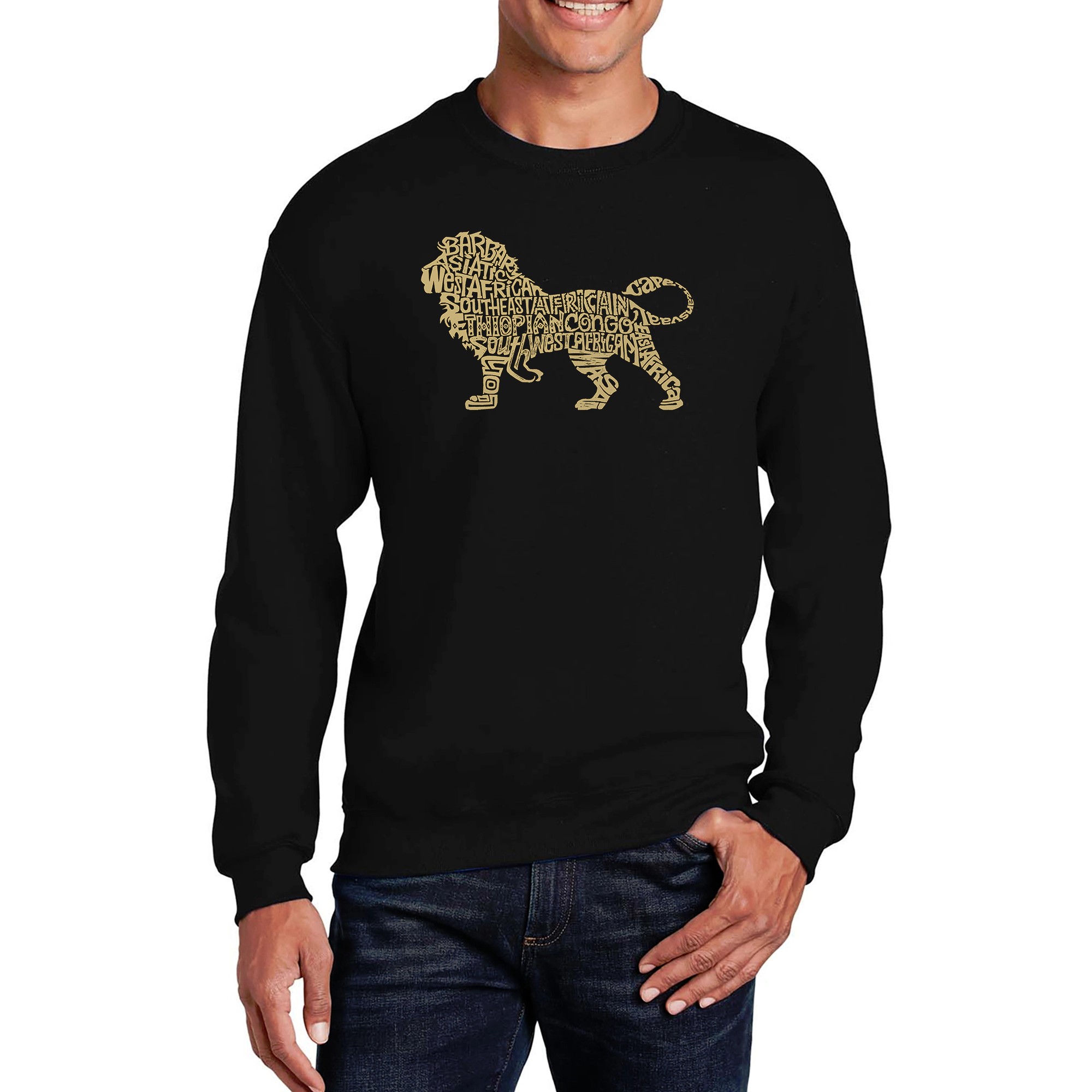 LA Pop Art Lion - Men's Word Crew Sweatshirt