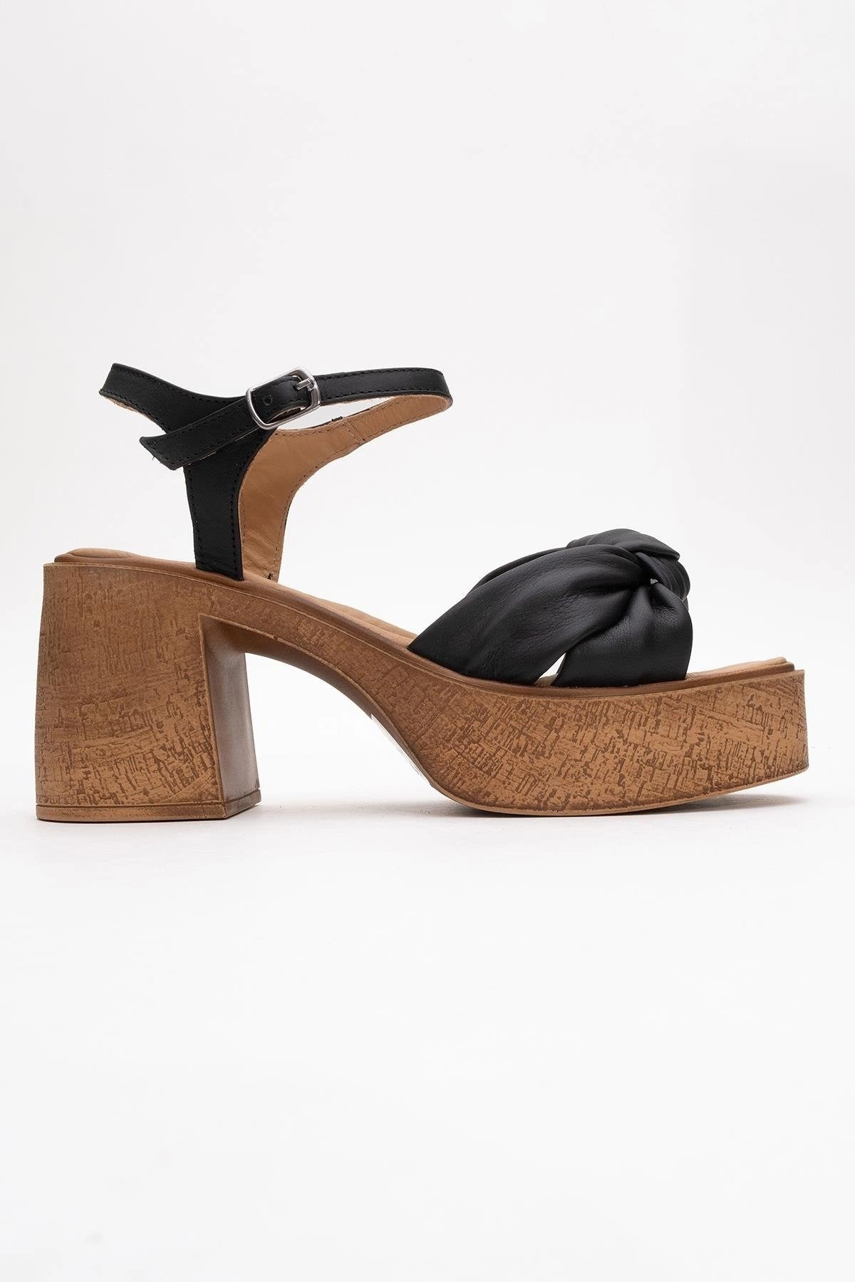 Forever & Always Womens Tily Platform Wedge Leather Sandal