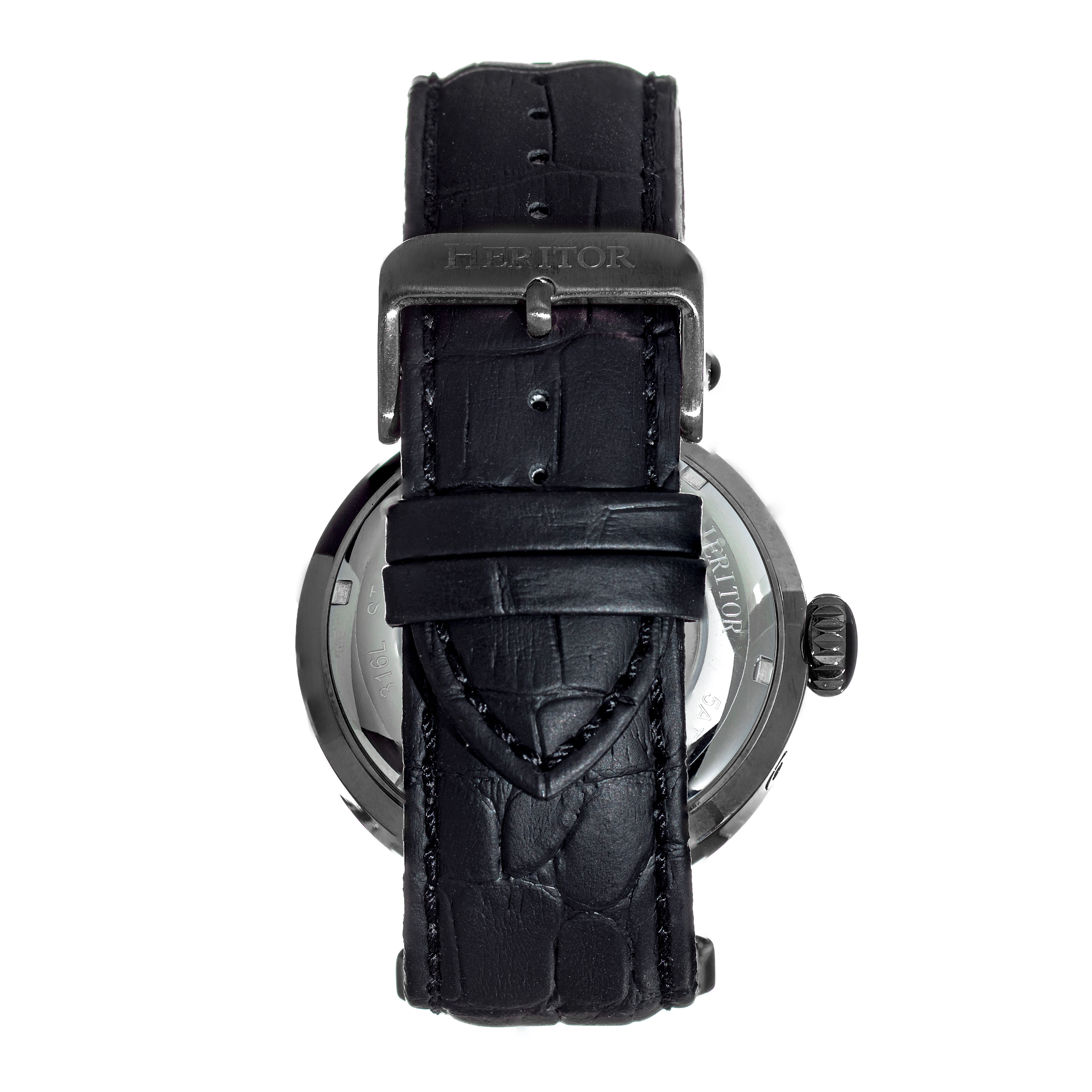 Heritor Automatic Ganzi Semi-Skeleton Leather-Band Watch