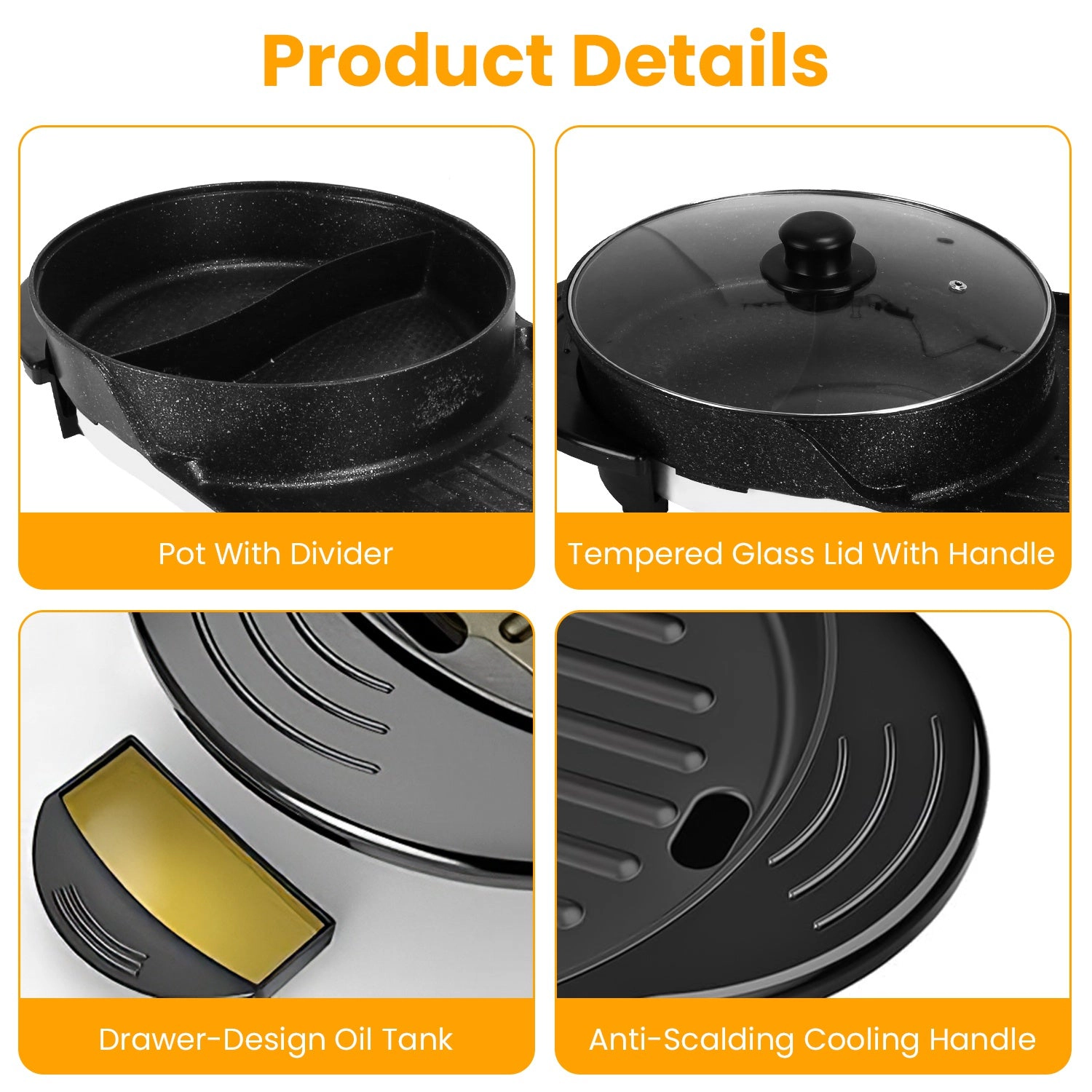 GBruno 2-in-1 Electric Hot Pot With BBQ Grill Cooker