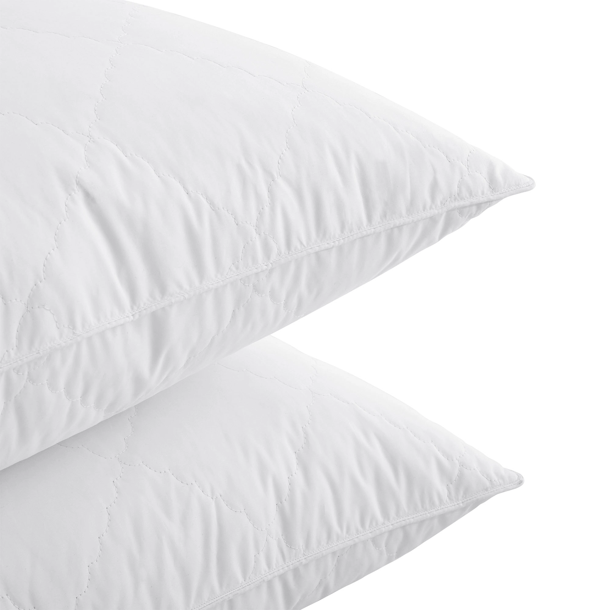 PEACENEST Goose Feather Sleeping Pillows with Quilted Polyester Cover,Medium Support,2-Pack