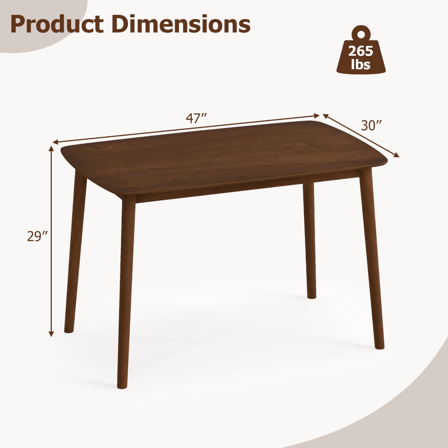 LJG Rectangular Kitchen Table for Living Room Breakfast Nook