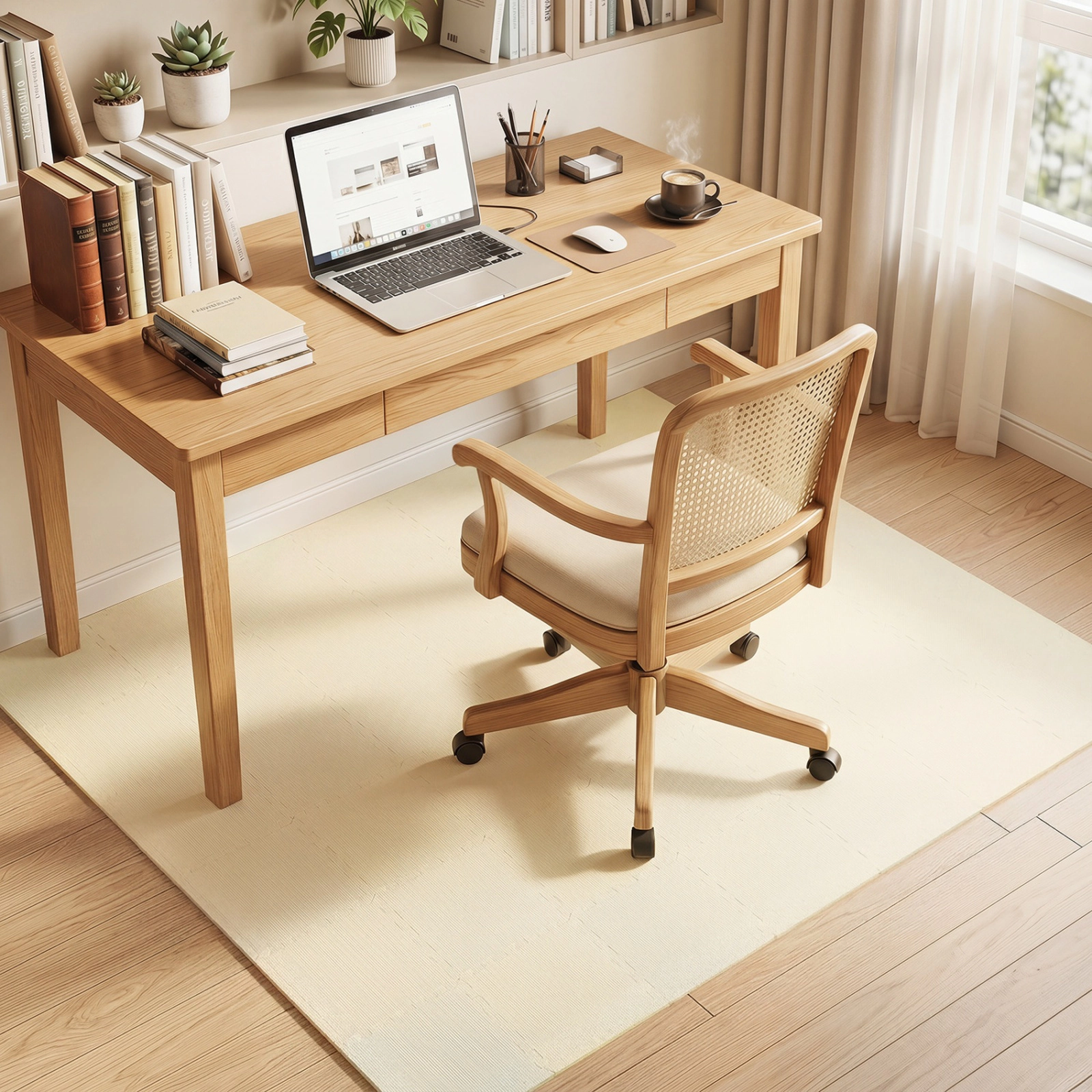 SUGIFT High-Density Interlocking Foam Floor Mats 0.4-in Thick Tiles 12.5-in Square Beige