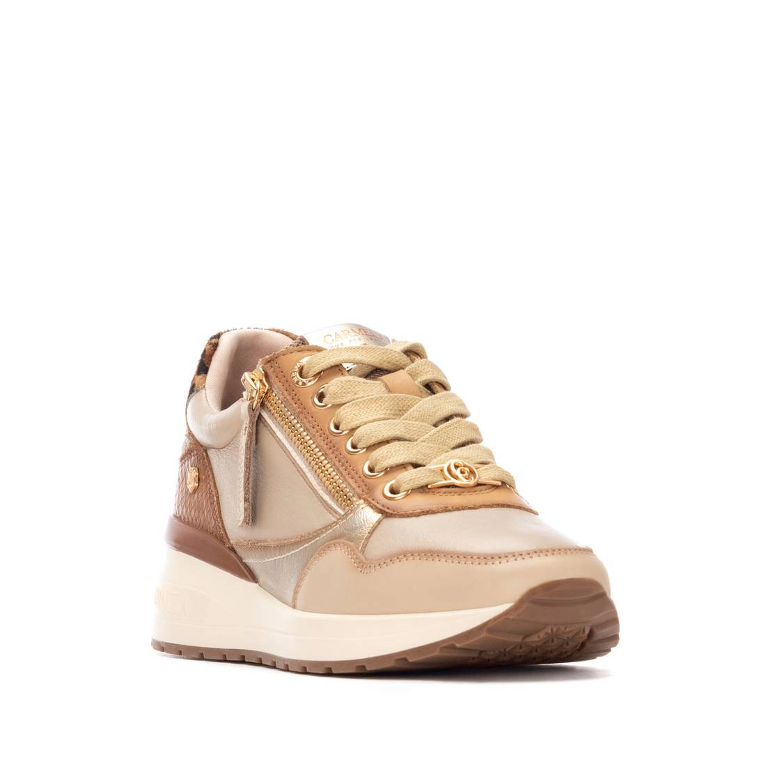 Women's Leather Wedge Lace-Up Sneakers Carmela Collection By XTI