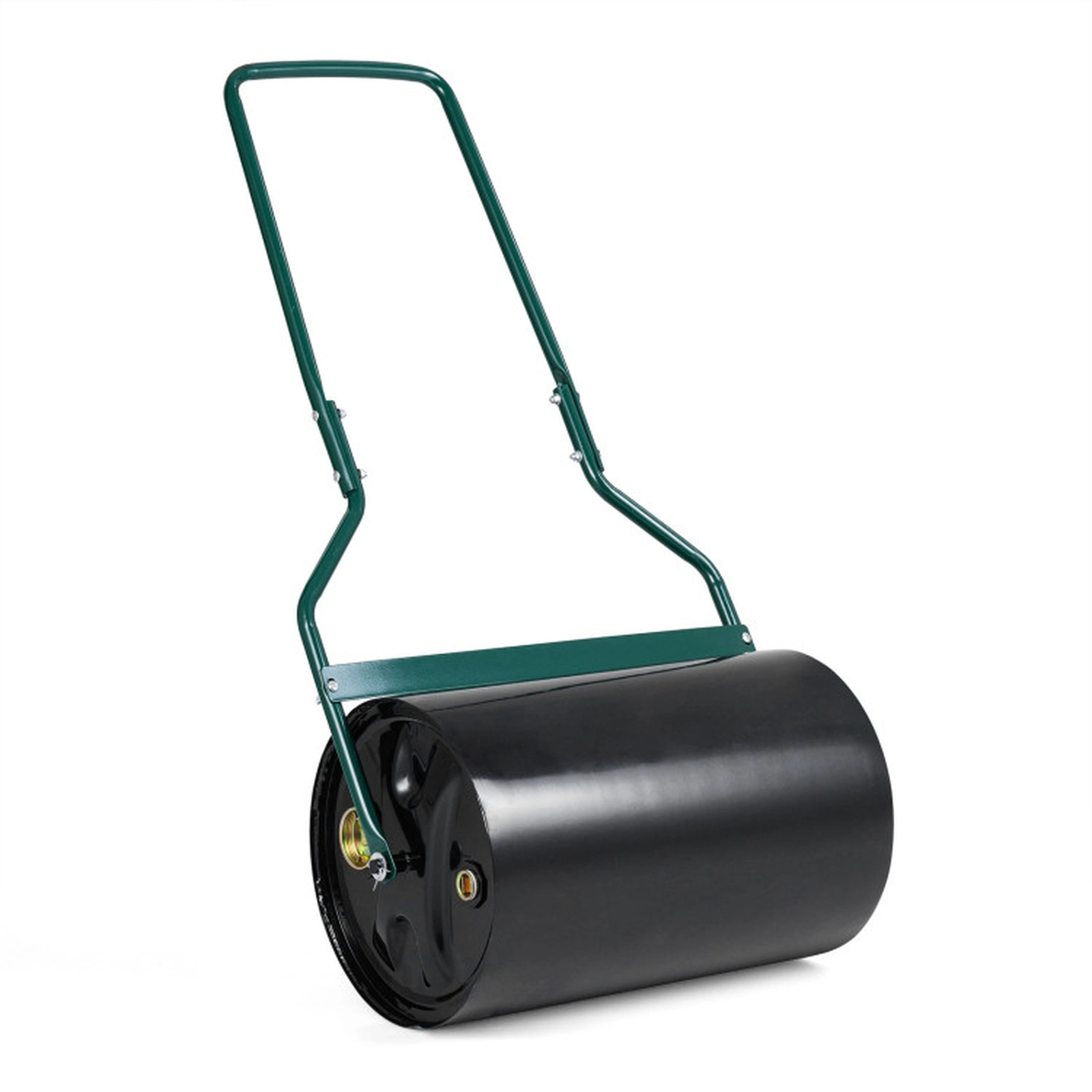 SUGIFT Large Fillable Drum Lawn Roller 12-Gallon Water Or Sand Capacity U-Shape Handle Black