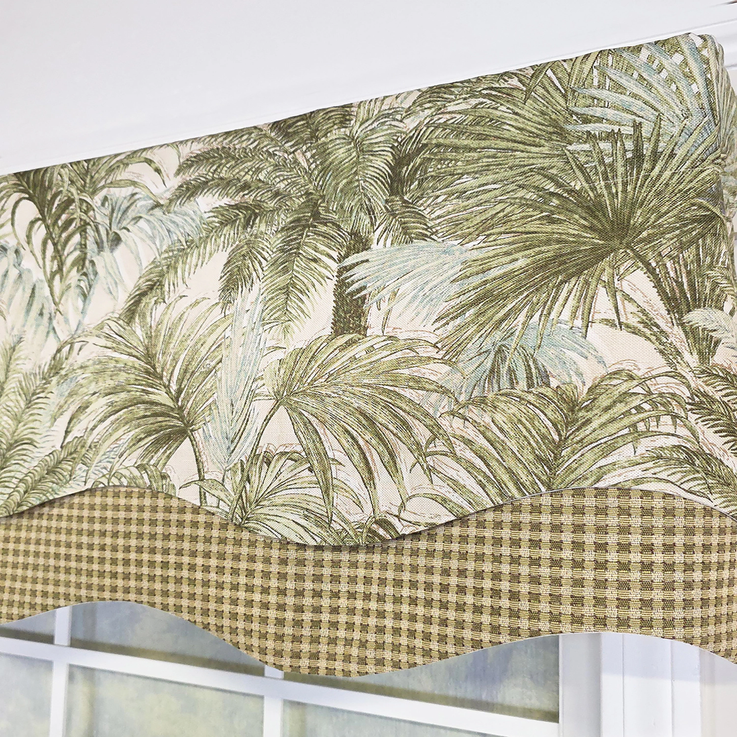 RLF Home Helecho Glory 100% Cotton Rod Pocket Lined  Window Valance 50" x 16" Green
