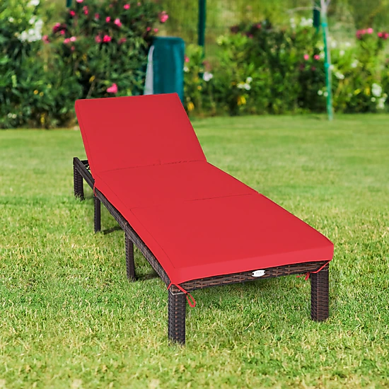 LJG Outdoor Rattan Adjustable Cushioned Chaise