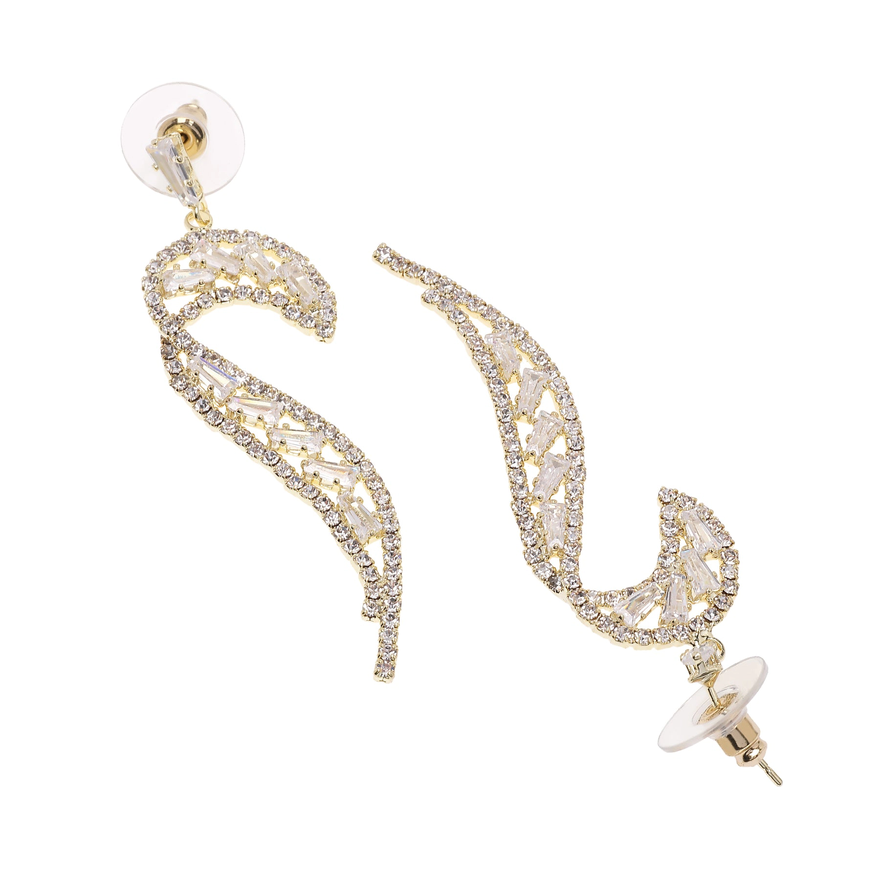 AGP PARIS Womens Glittering Curve Drop Earrings