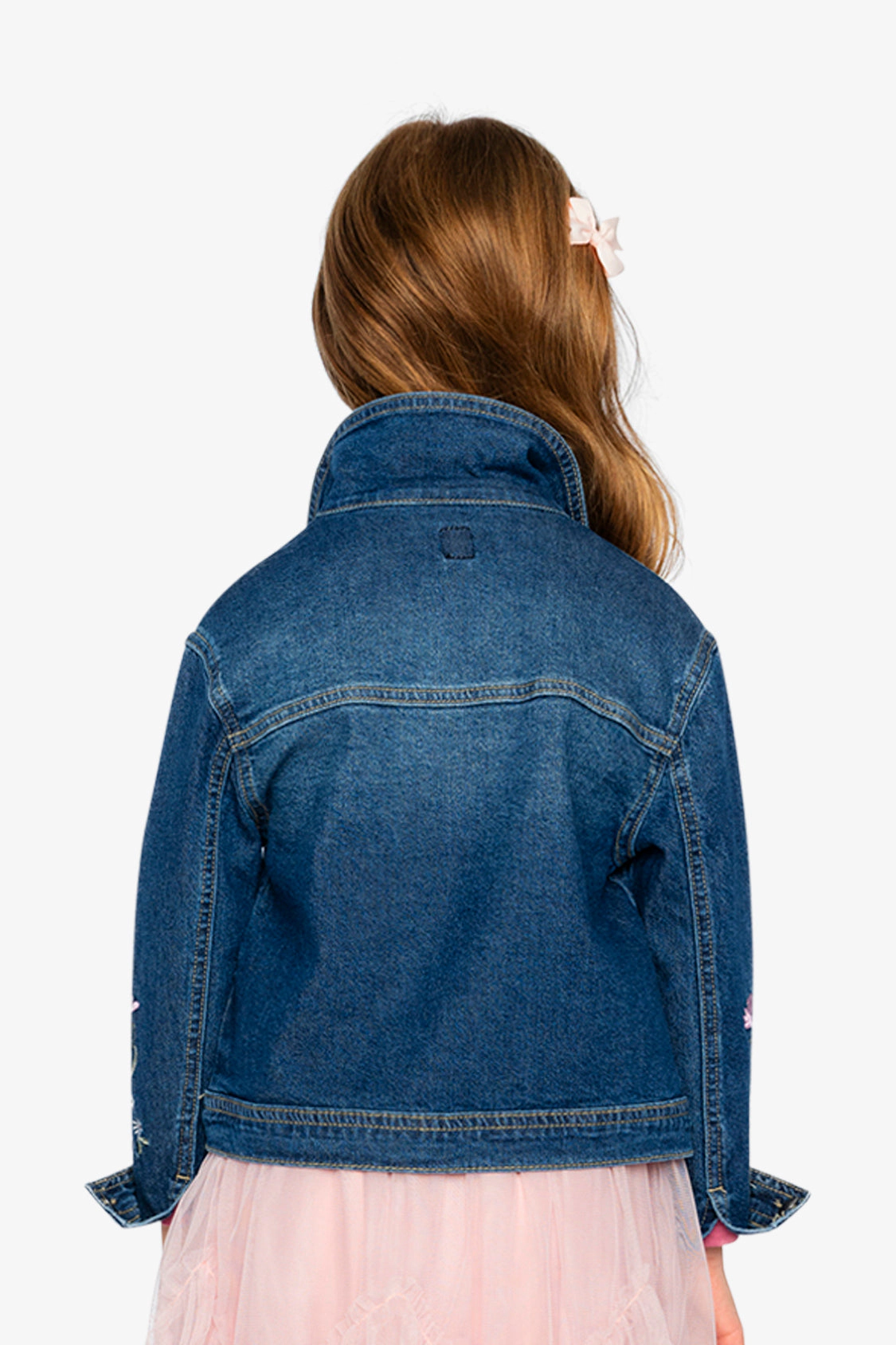 Deux par Girls Flower Embroidered Stretch Denim Jacket