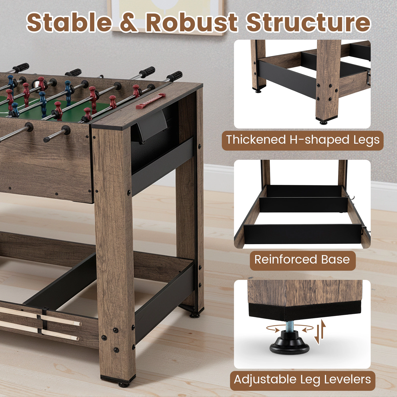 SUGIFT 48-in 2-in-1 Swivel Foosball and Pool Combo Game Table with Cue Sticks and Adjustable Leg Levelers