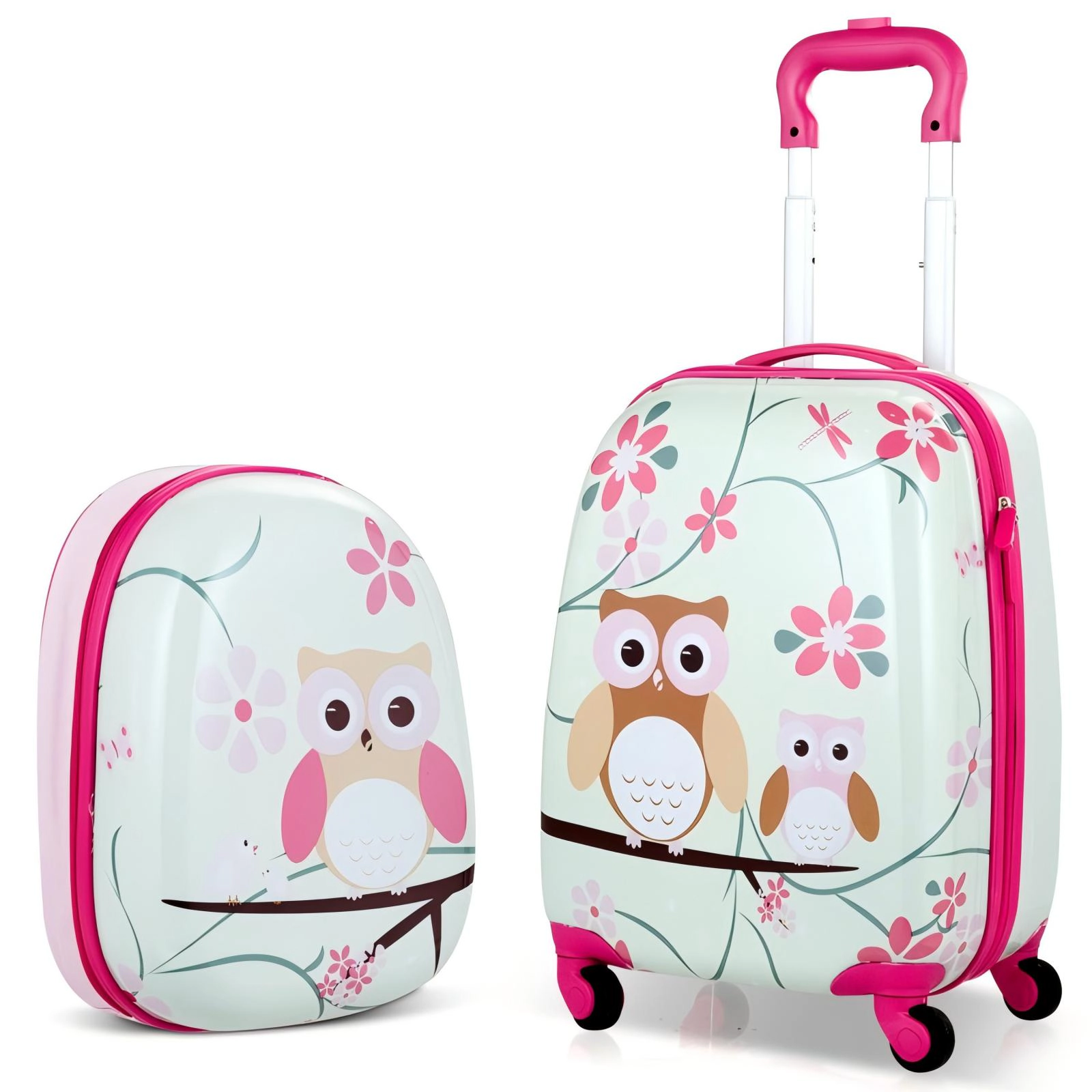 SUGIFT Green 2-Piece Kids ABS Suitcase Luggage Set with 18-in Rolling Case and 13-in Shoulder-Strap Backpack