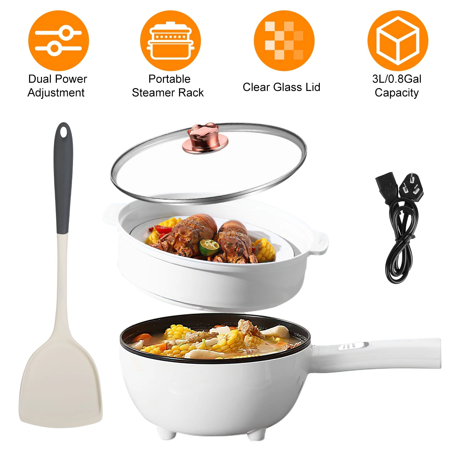 GBruno 2-in-1 Electric Hot Pot With Steamer