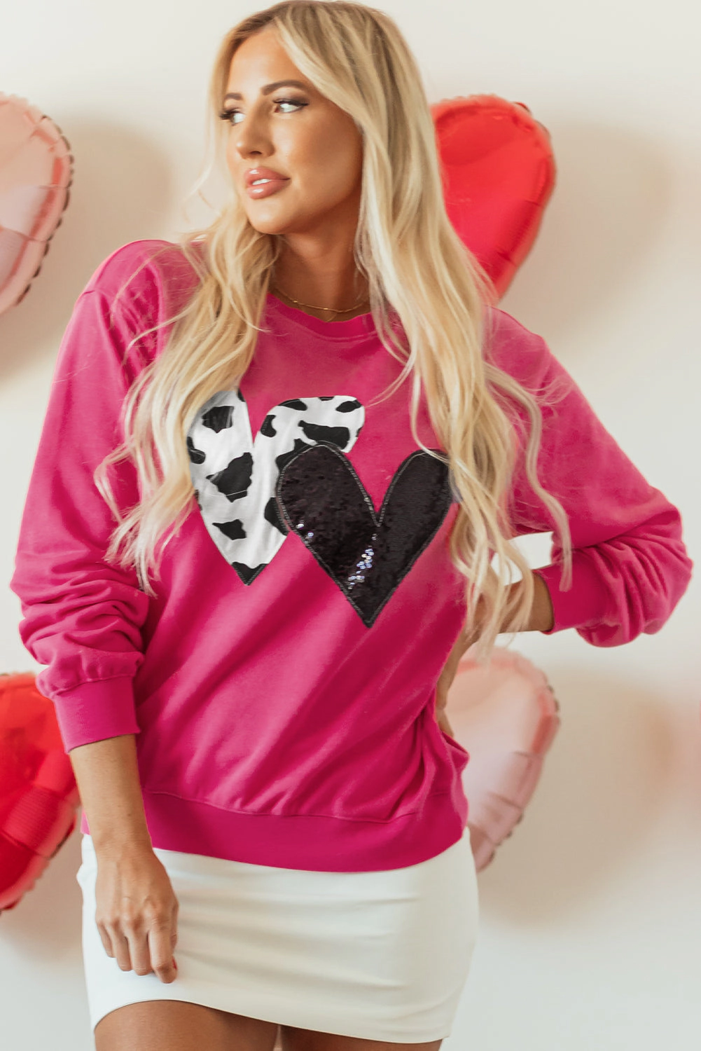 Threaded Pear Women's Whitley Heart Patch Graphic Sweatshirt