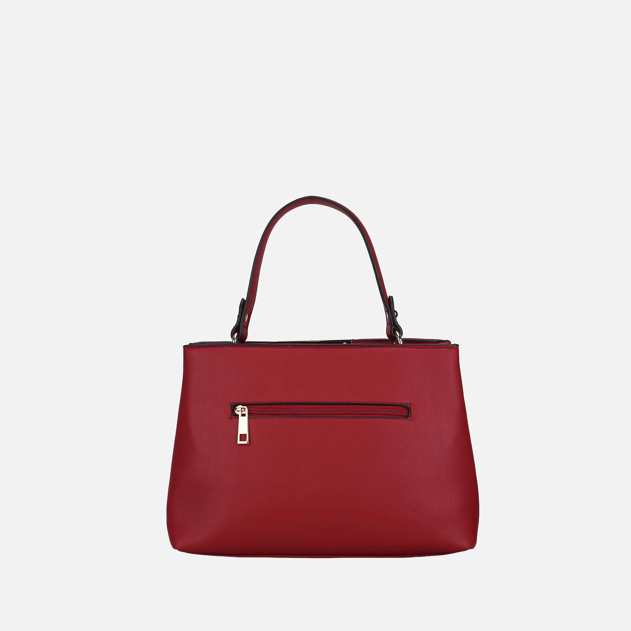 Mia K Collection Dakota Quilted Vegan Leather Satchel, Dark Pink