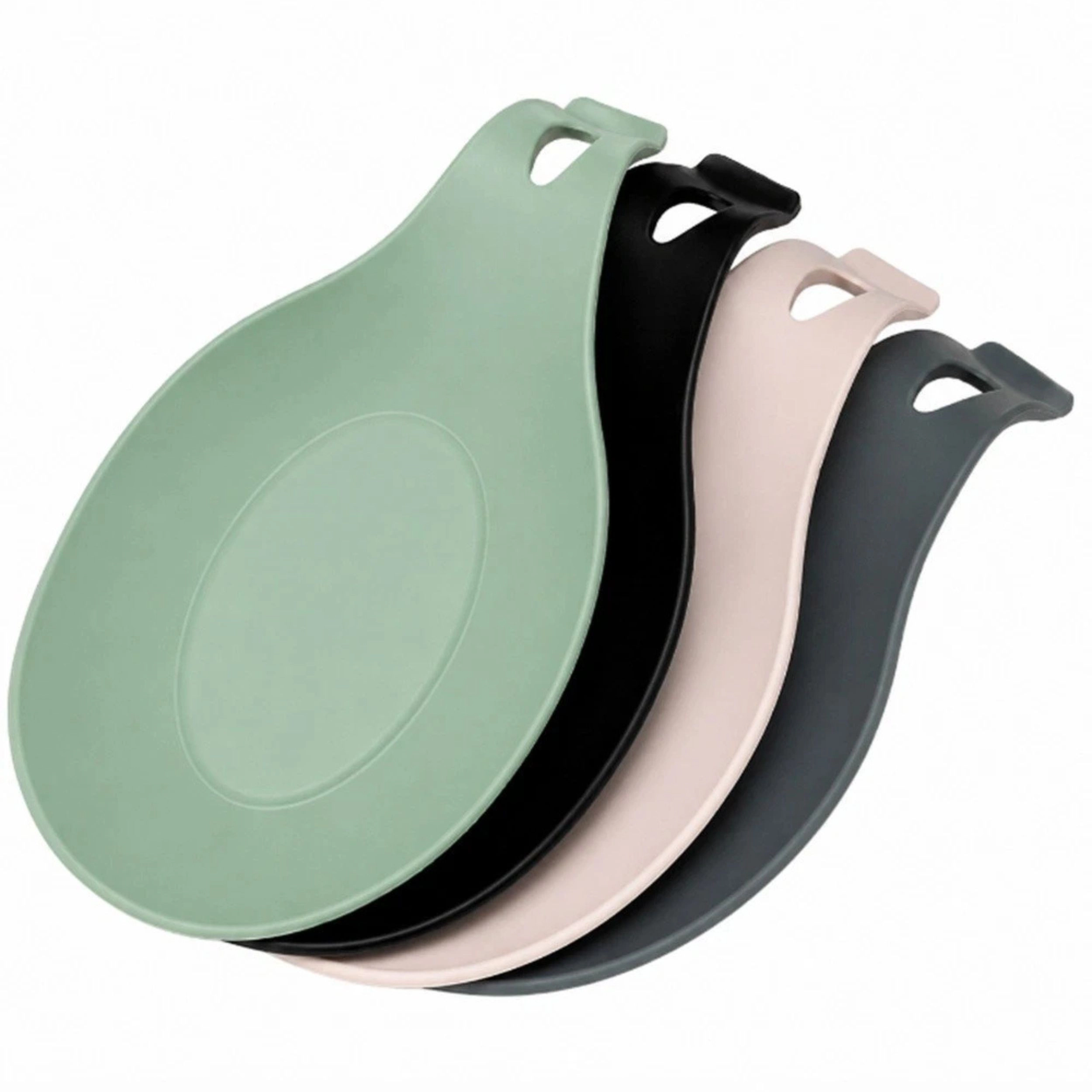 Home Collection Pack of 4 Silicone Spoon Rest Set BPA-Free Utensil Holder