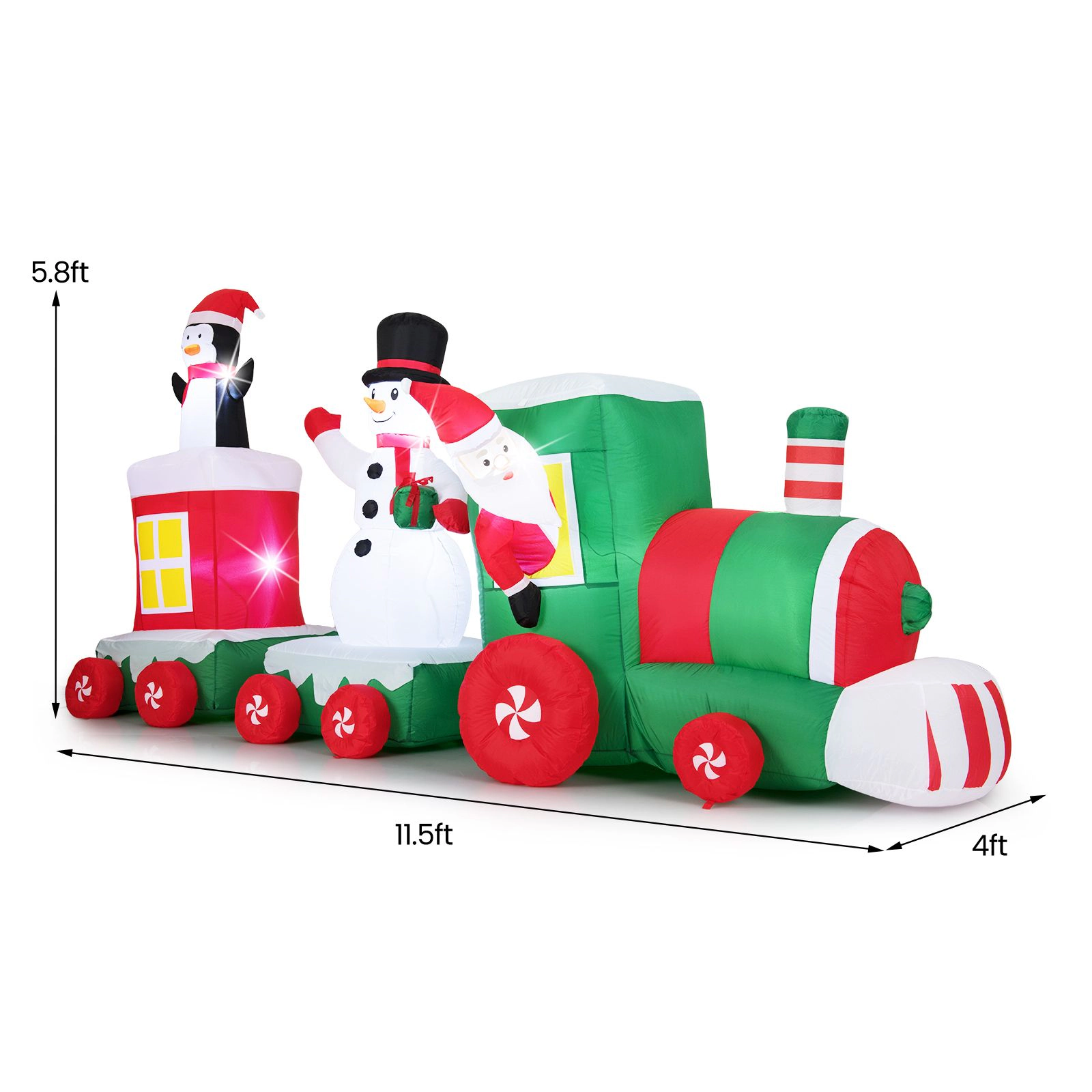 Slickblue 11.5FT Christmas Inflatable Train with LED Lights Outdoor