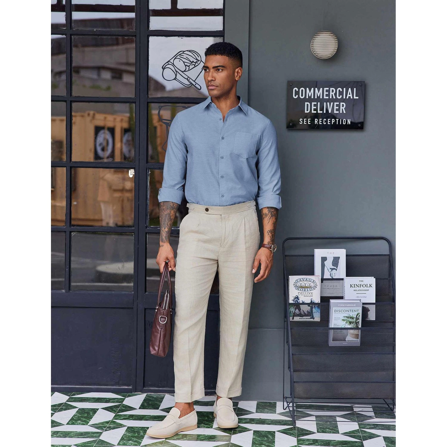 COOFANDY Mens Long Sleeve Dress Shirt Classic Collar Button Down Business Casual