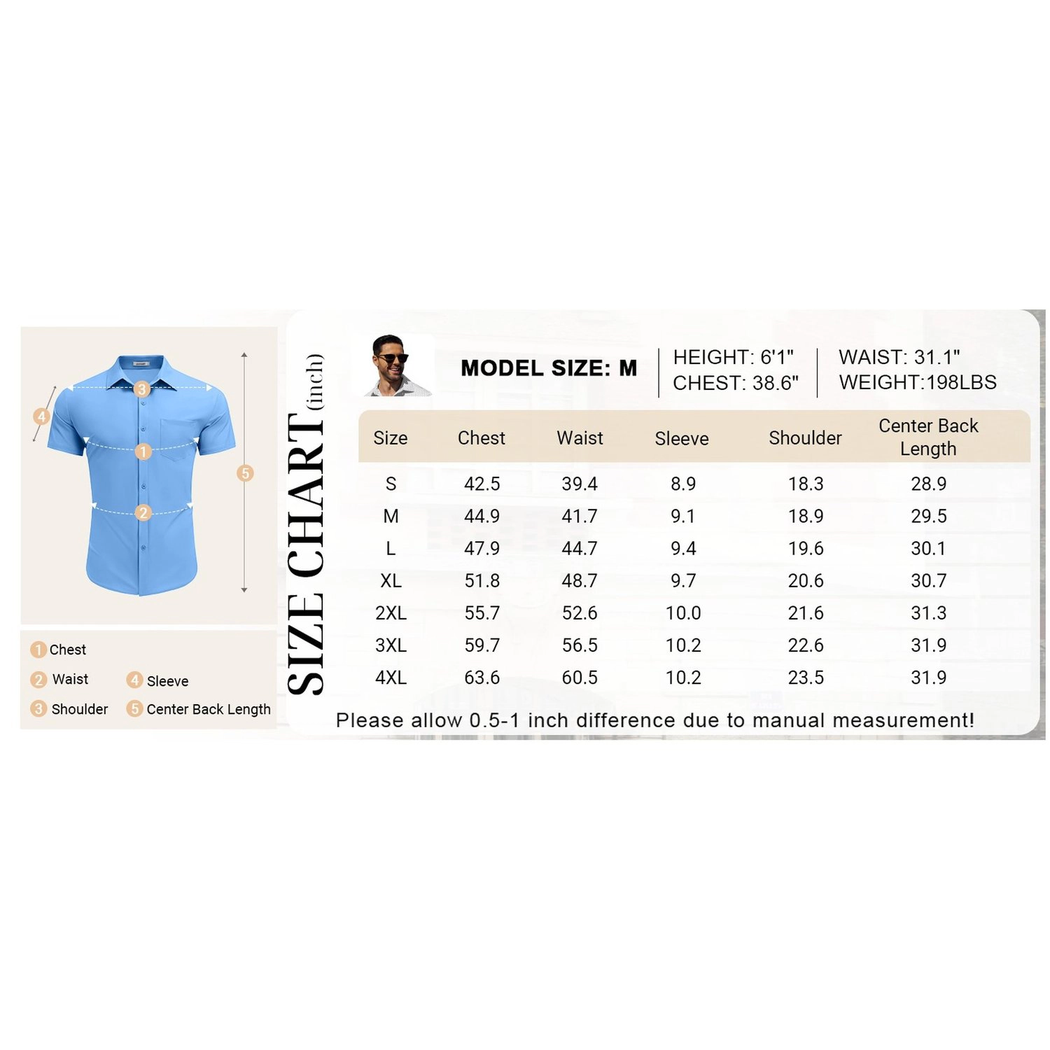 COOFANDY Mens Dressy Short Sleeve Button Down Shirt Lapel Collar Pocket Casual Tops