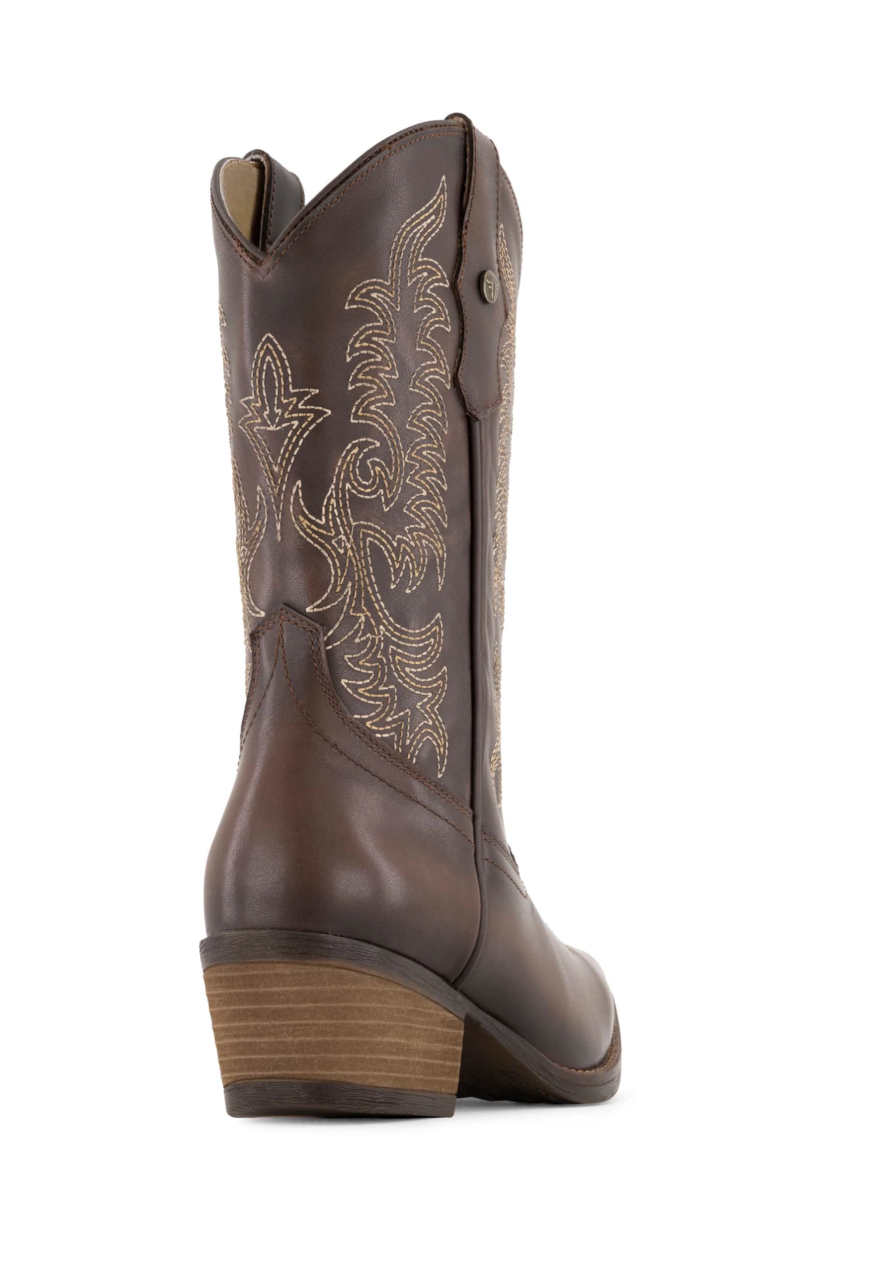 Forastero Womens Leather Boots - Slip-On Pointed Toe Block Heel