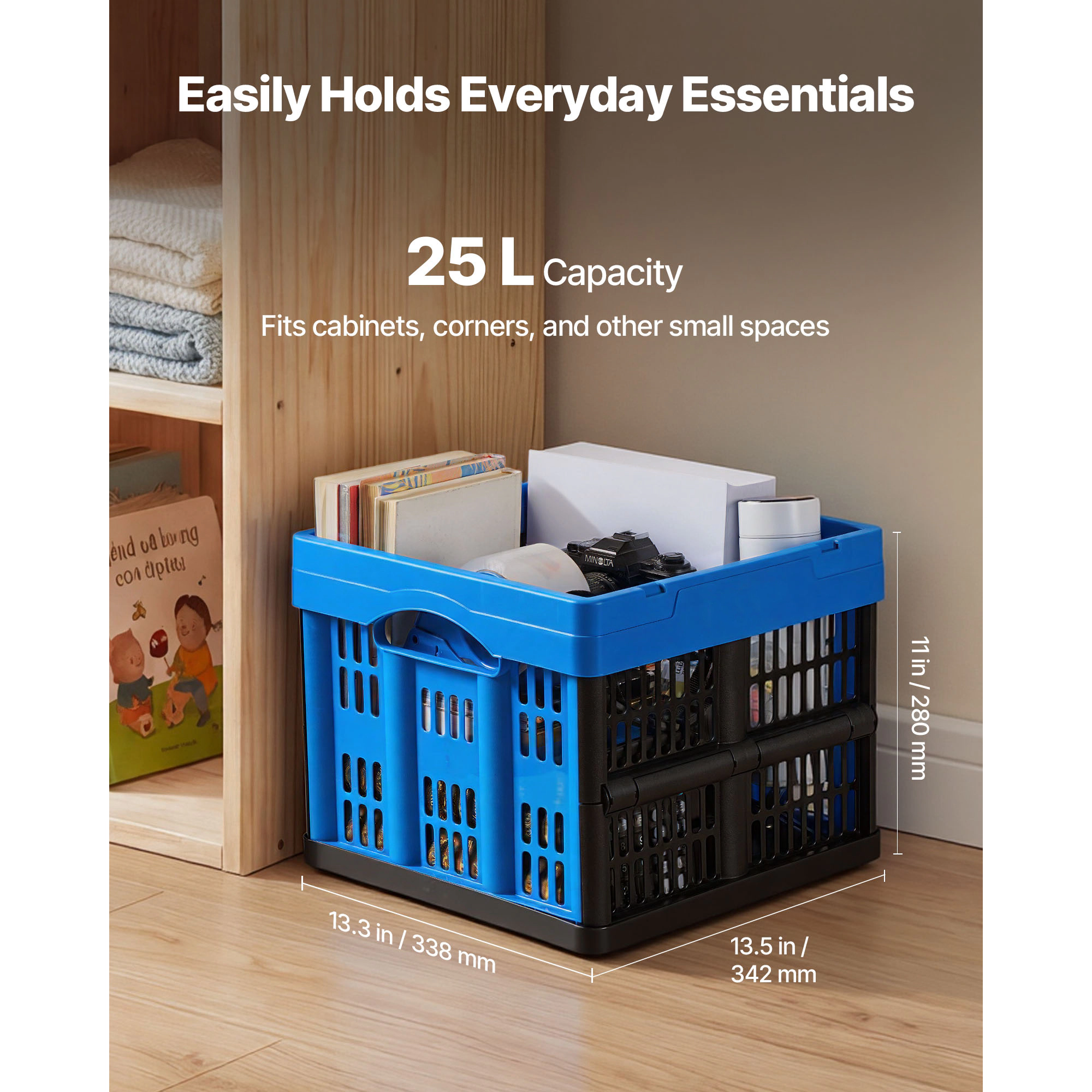 HONGGE Plastic Collapsible Storage Bins 3 Packs Stackable Folding Storage Crates with Handles Holds Per Bin Foldable