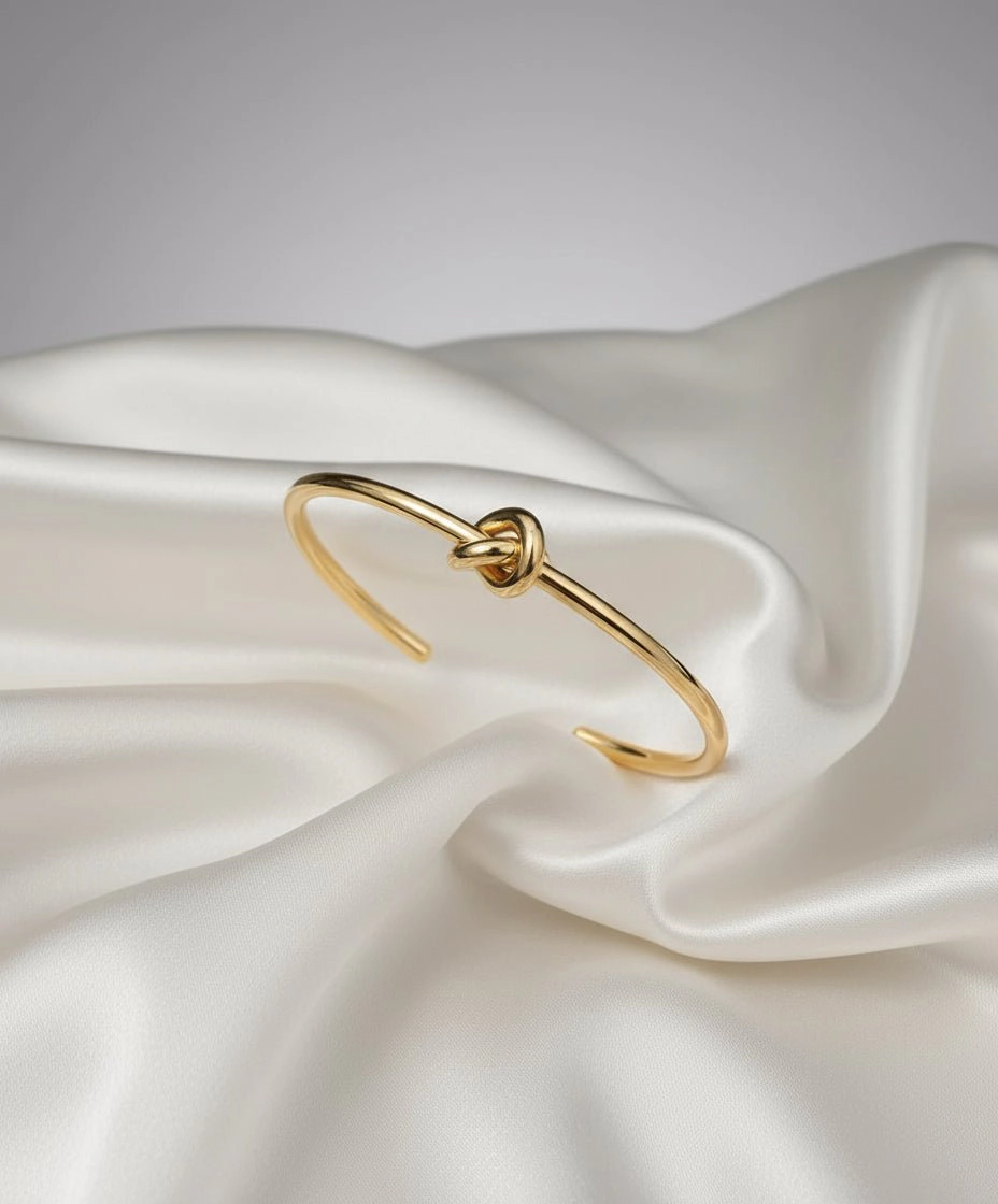 DressAtR Women's Knot 18K Gold Plated Bangle Bracelet