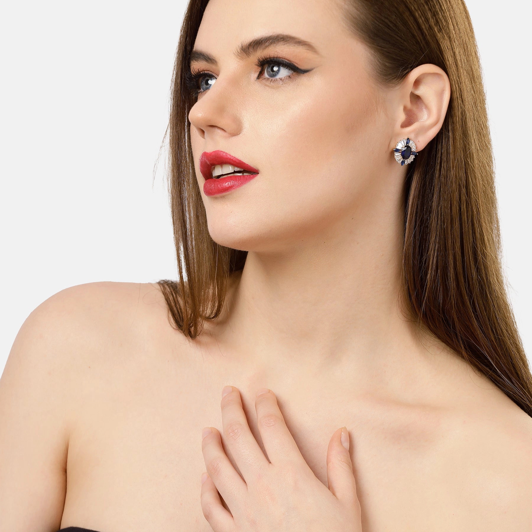 AGP PARIS Womens Timeless Dark Blue Stud Earrings