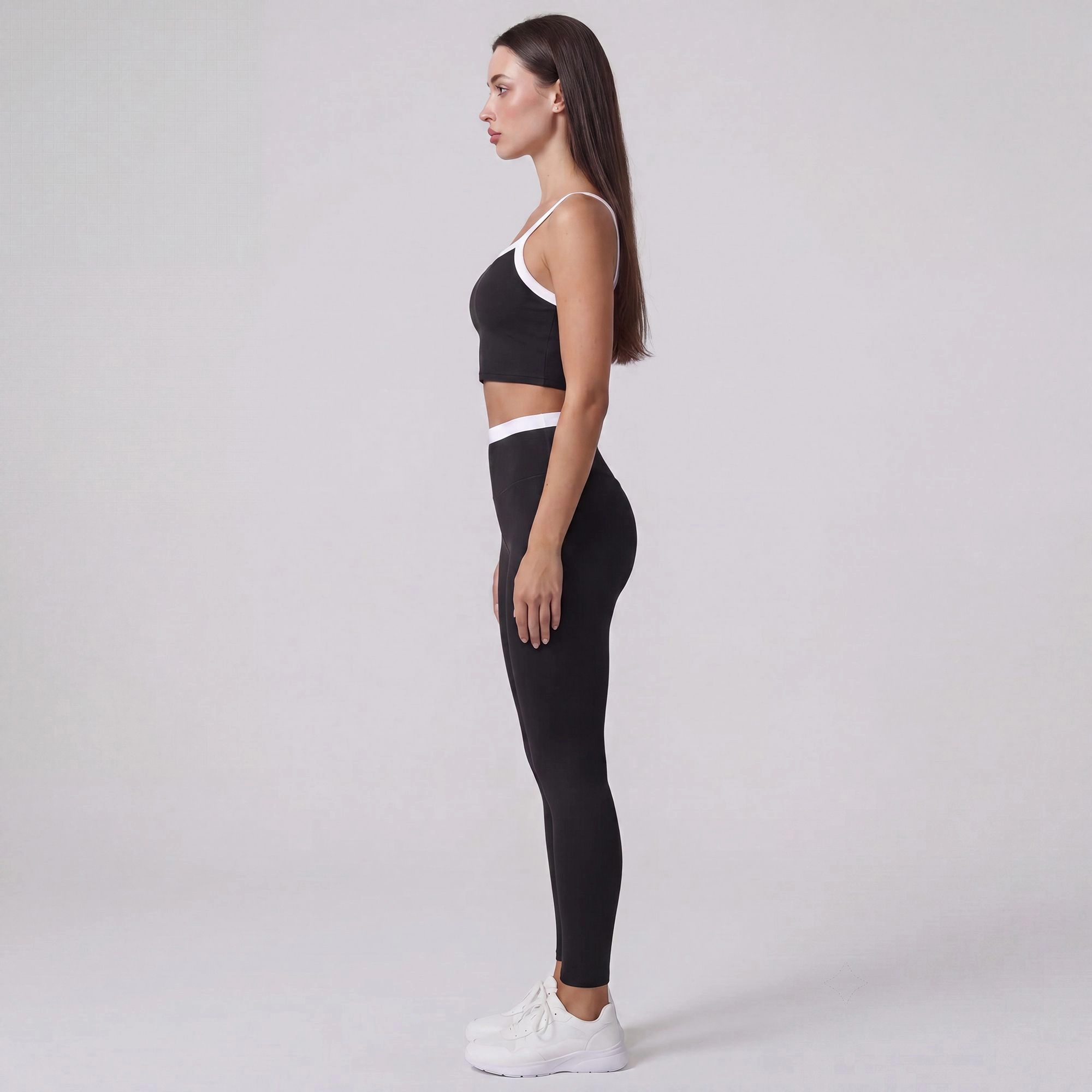 Anna-Kaci Women's High-Waist Contrast Waistband Full-Length Active Leggings