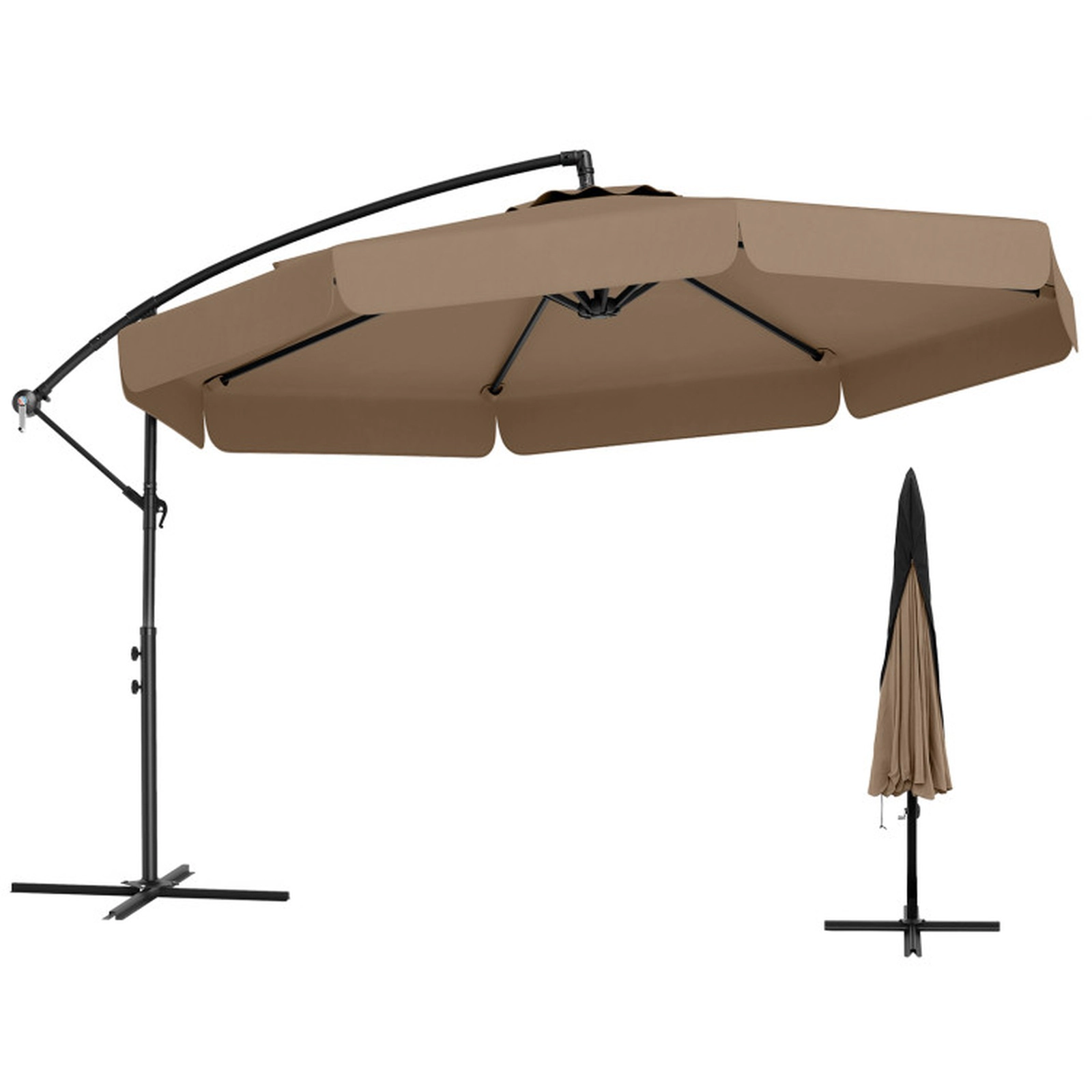 SUGIFT Taupe Protective Cover 45-Degree Tilt and Ruffled Edge 10 FT Cantilever Patio Umbrella