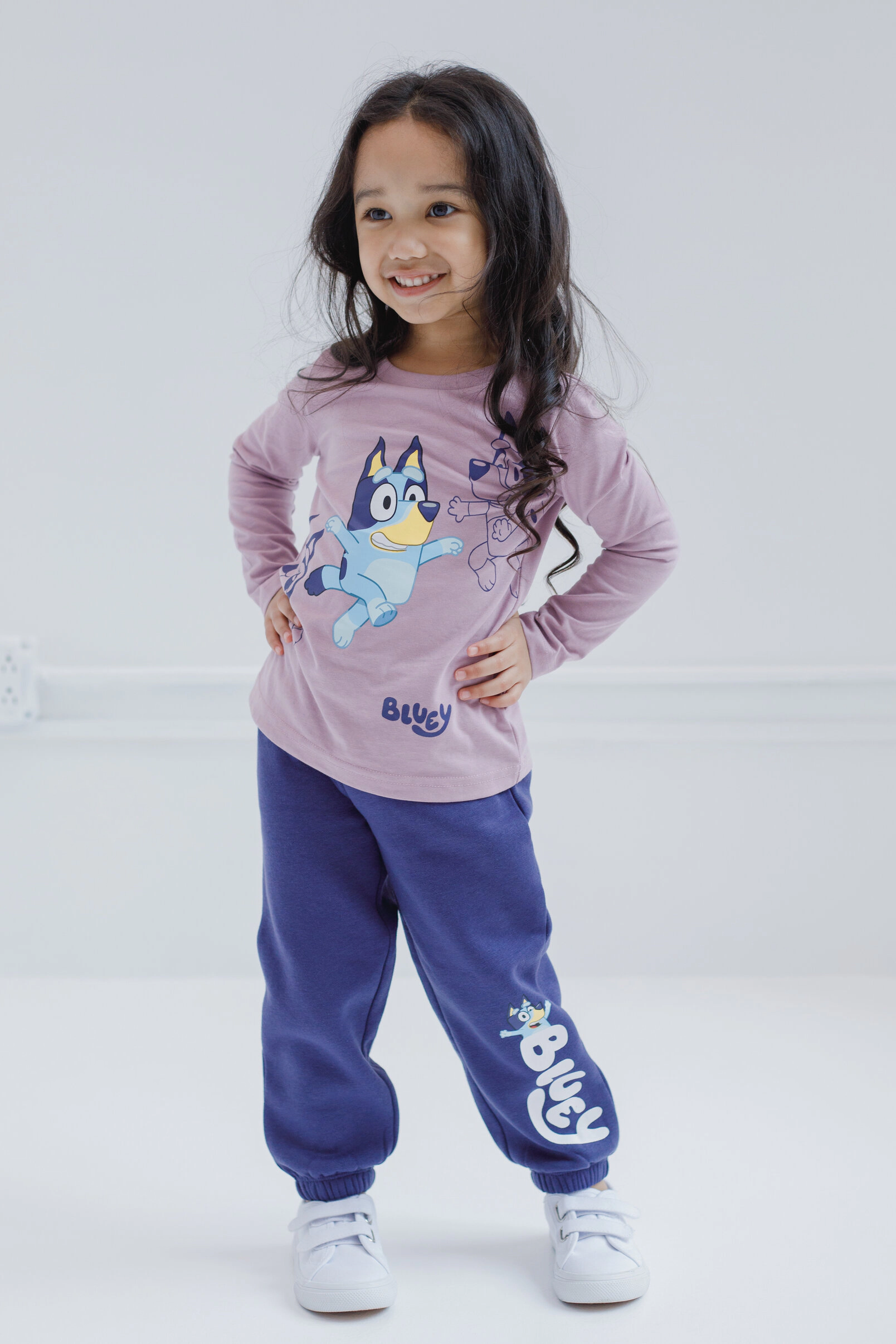 Bluey Girls' Zip-Up Hooded Vest, Tee and Pants Set