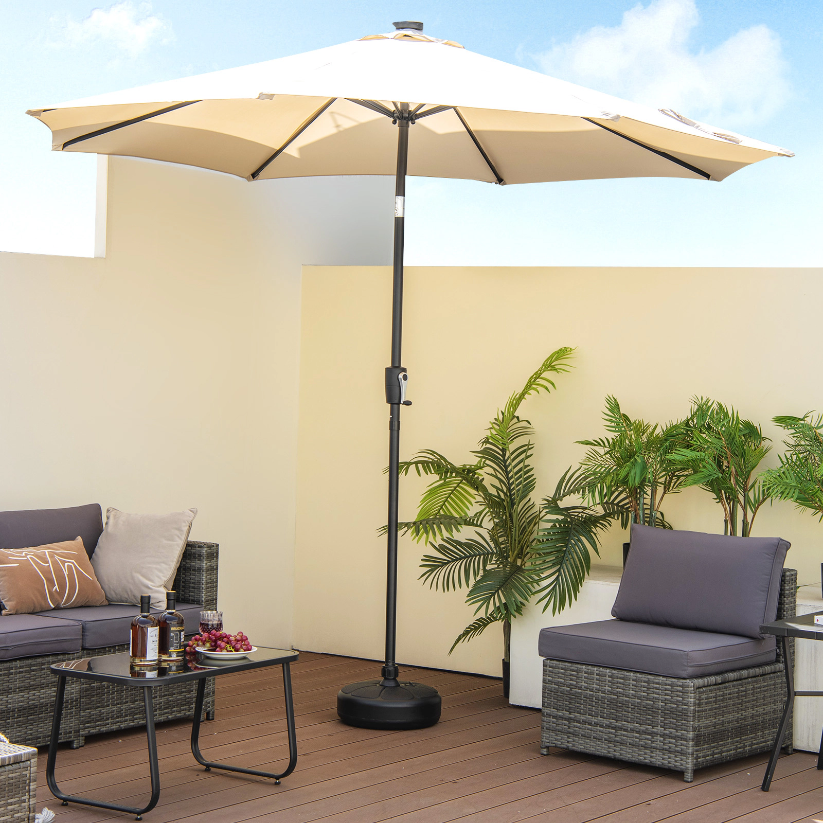 SUGIFT Black for Yard Garden and Poolside 14.5-in Round Fillable Umbrella Base Stand