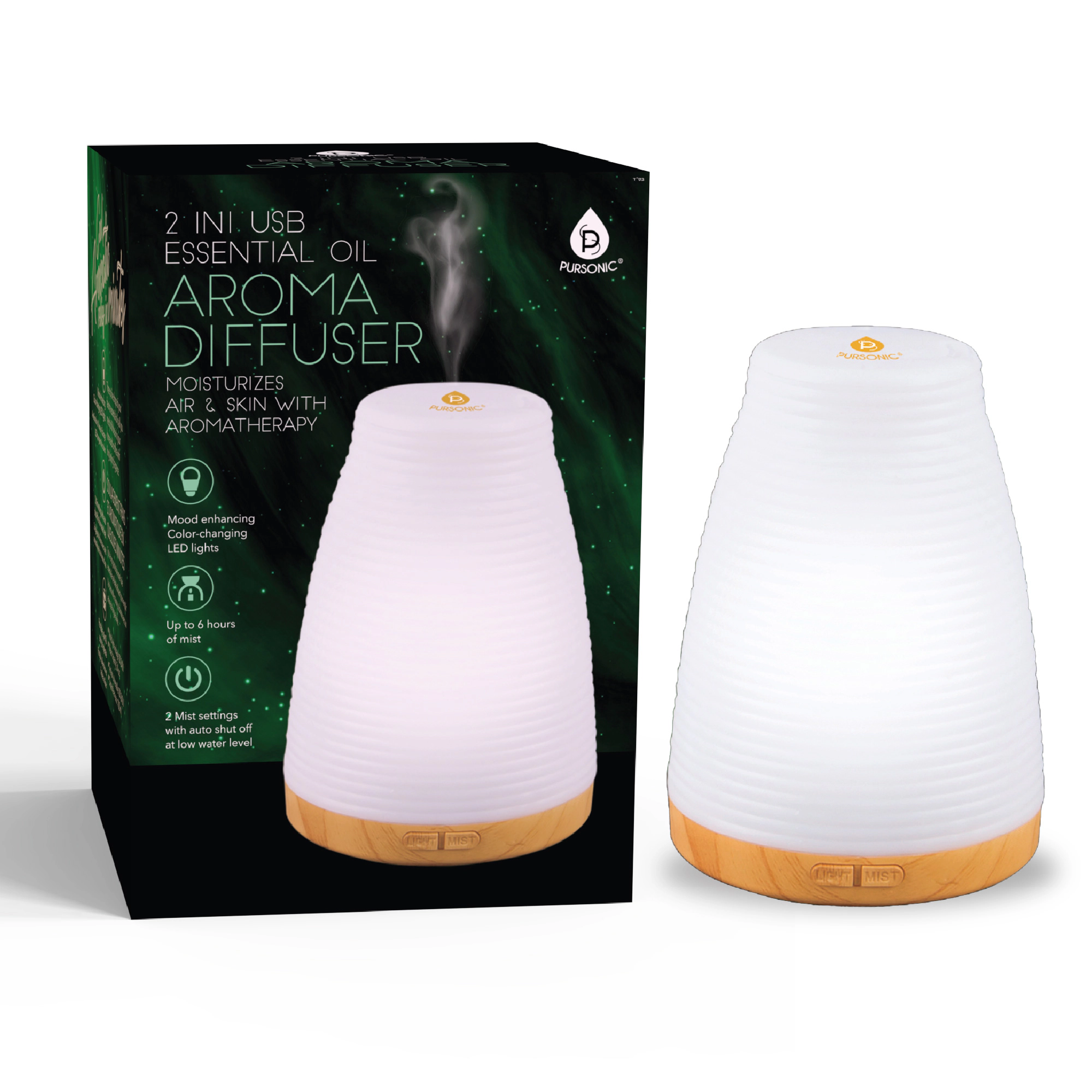 Pursonic Unisex Portable 2-in-1 USB Essential Oil Aroma Diffuser