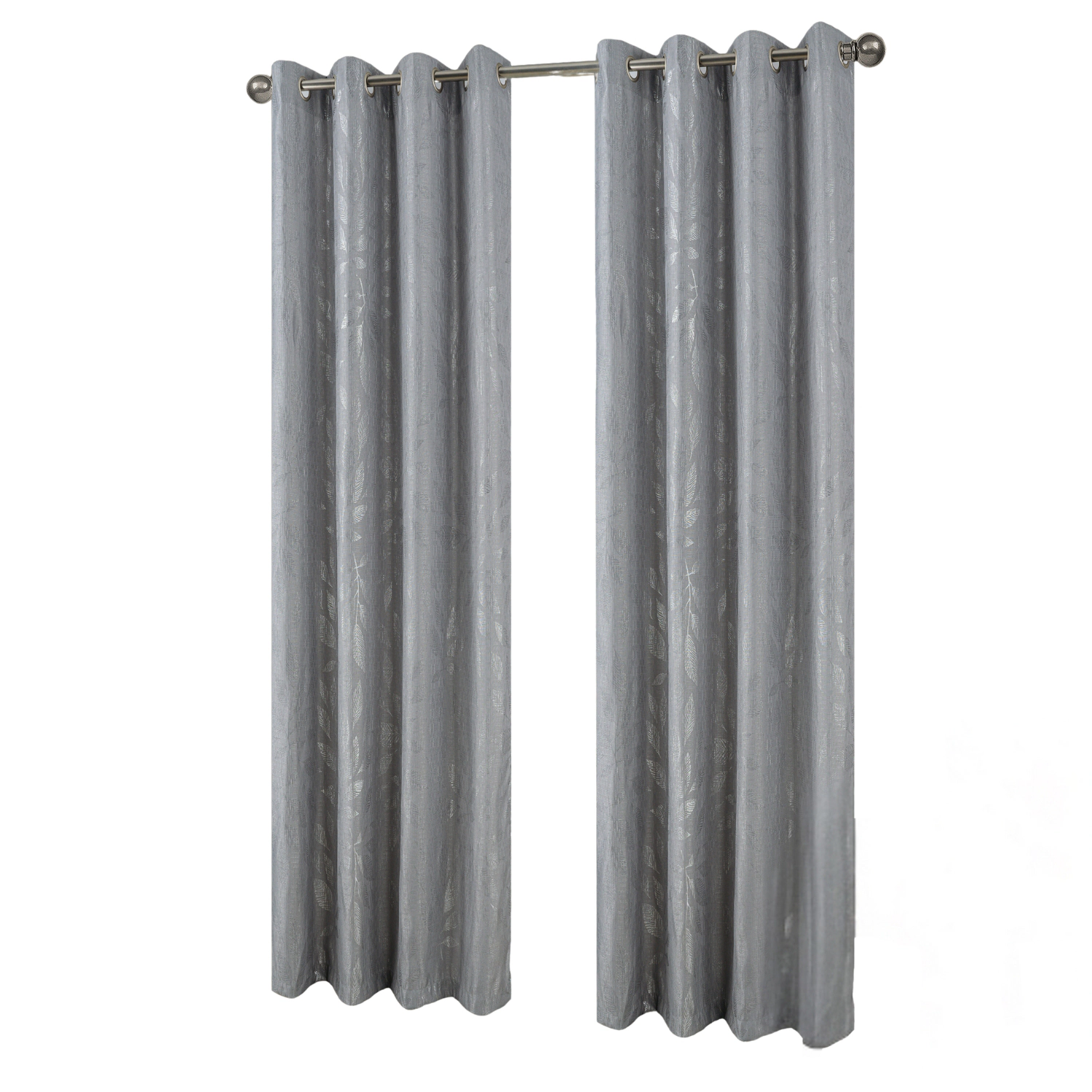 RT Designers Collection Bexley Foil Jacquard Polyester Window Curtain Grommet Panel 52" x 84" Grey