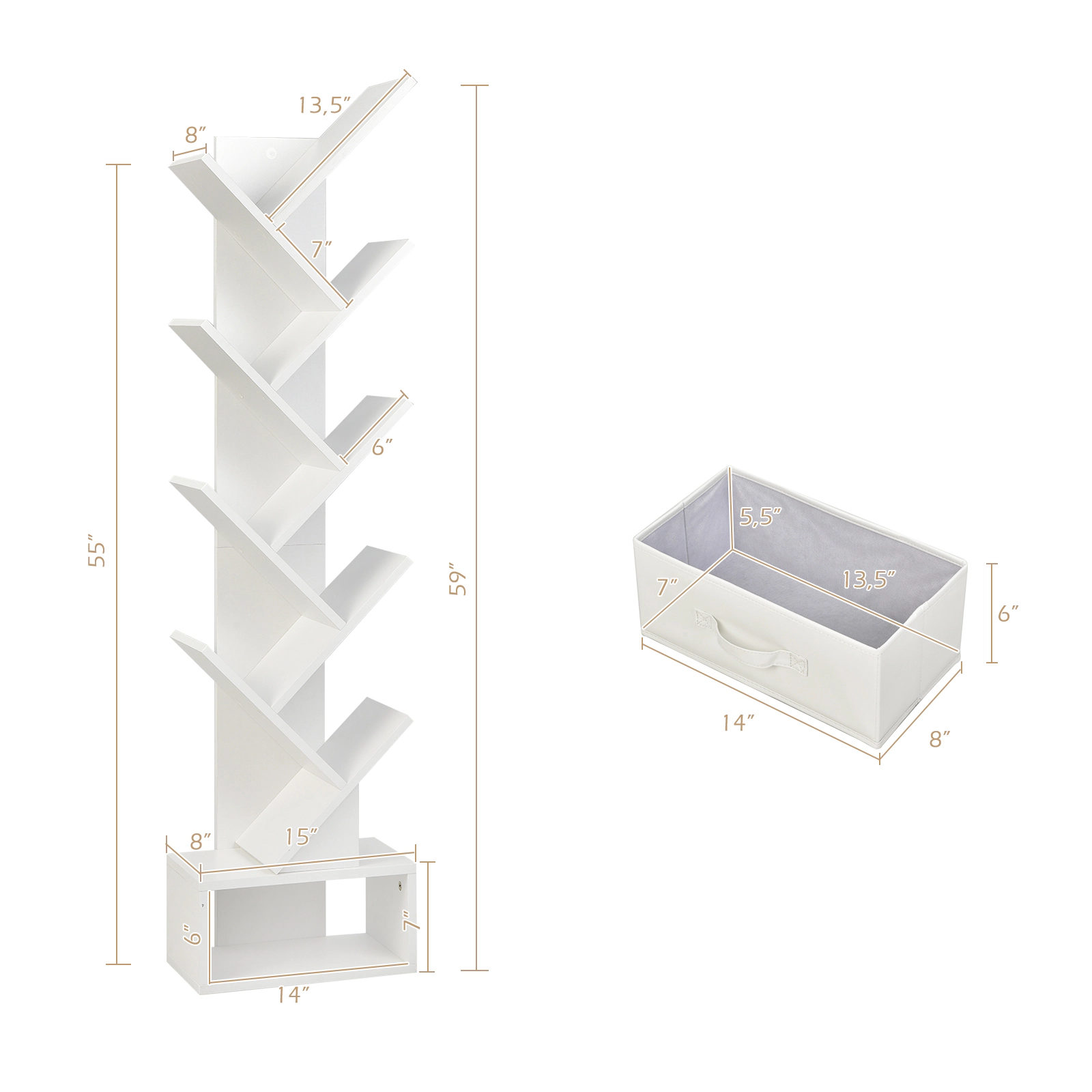 SlickBlue Modern Tree Shaped Bookcase for Living Room Bedroom Office