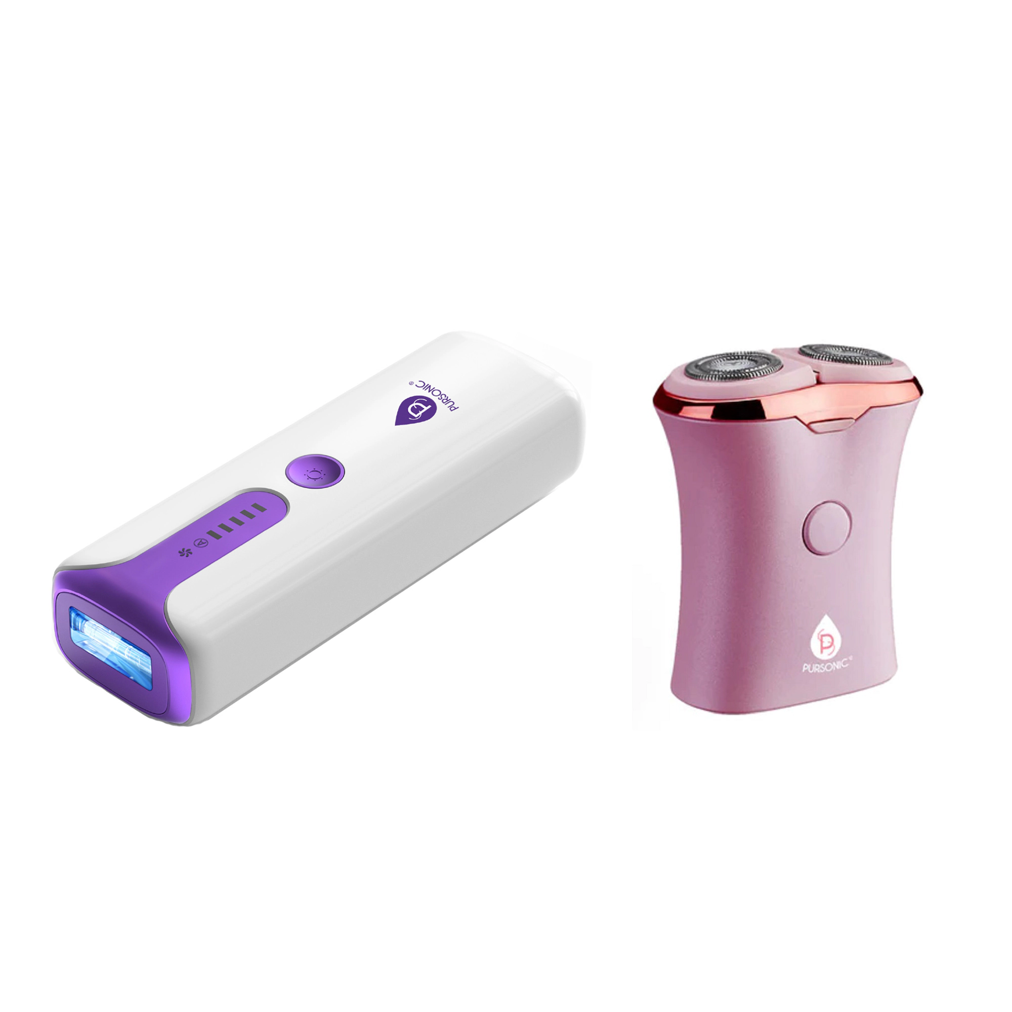 Pursonic Women's IPL Laser Hair Removal & Painless Shaver Duo: At-Home Smooth Skin Treatment System