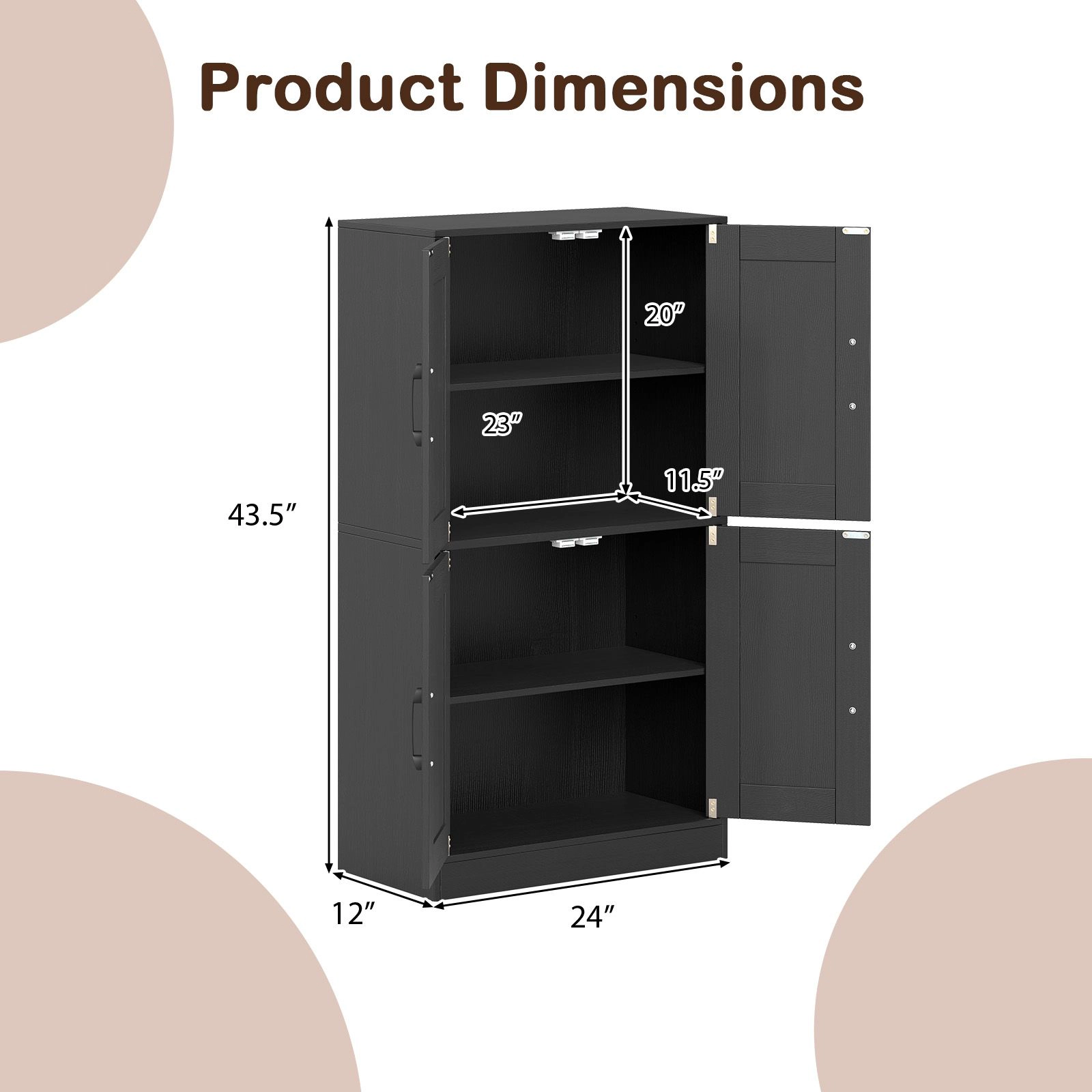 SlickBlue Bathroom Storage Cabinet with Adjustable Shelves & Double Doors