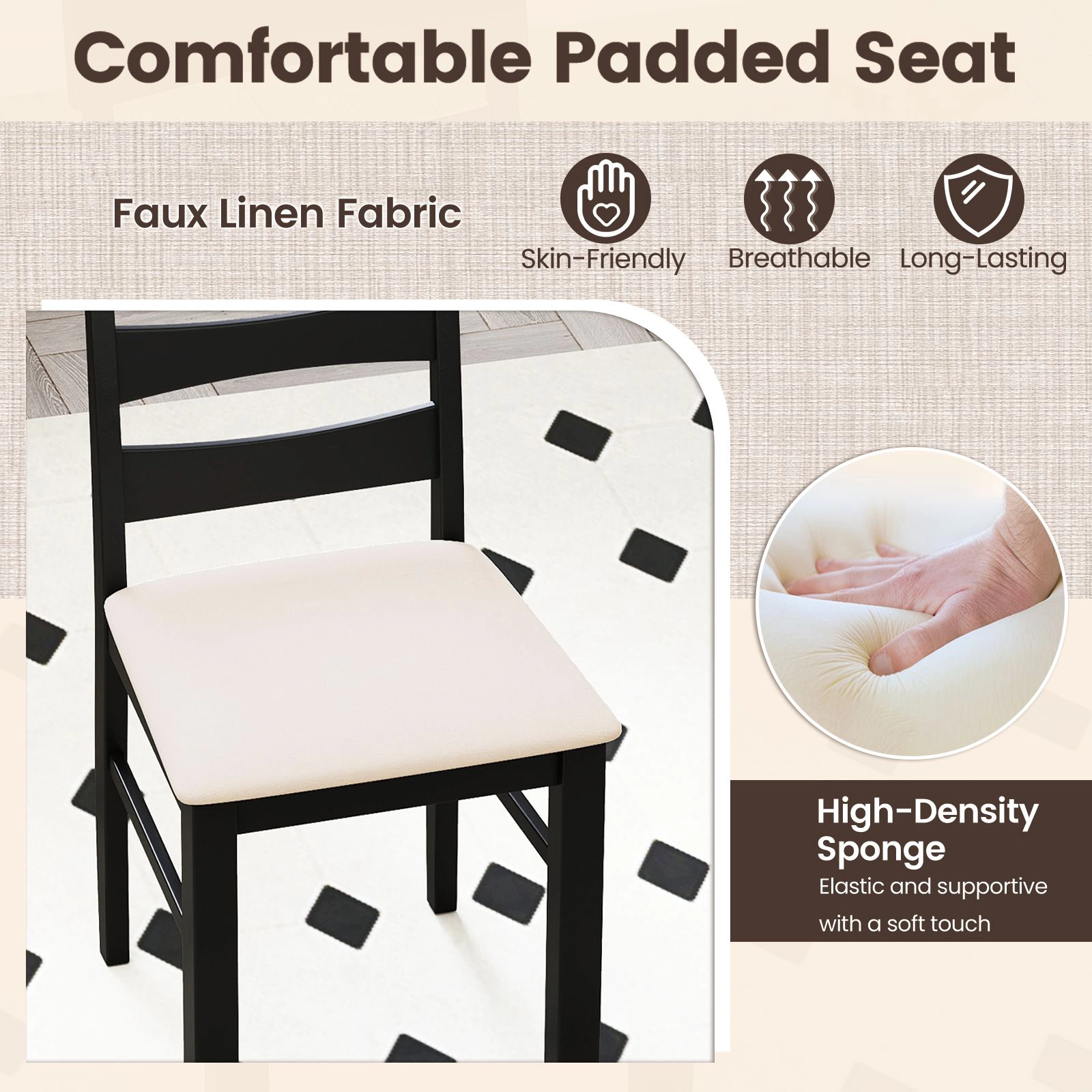 SlickBlue Padded High Back Dining Room Chairs Set of 2