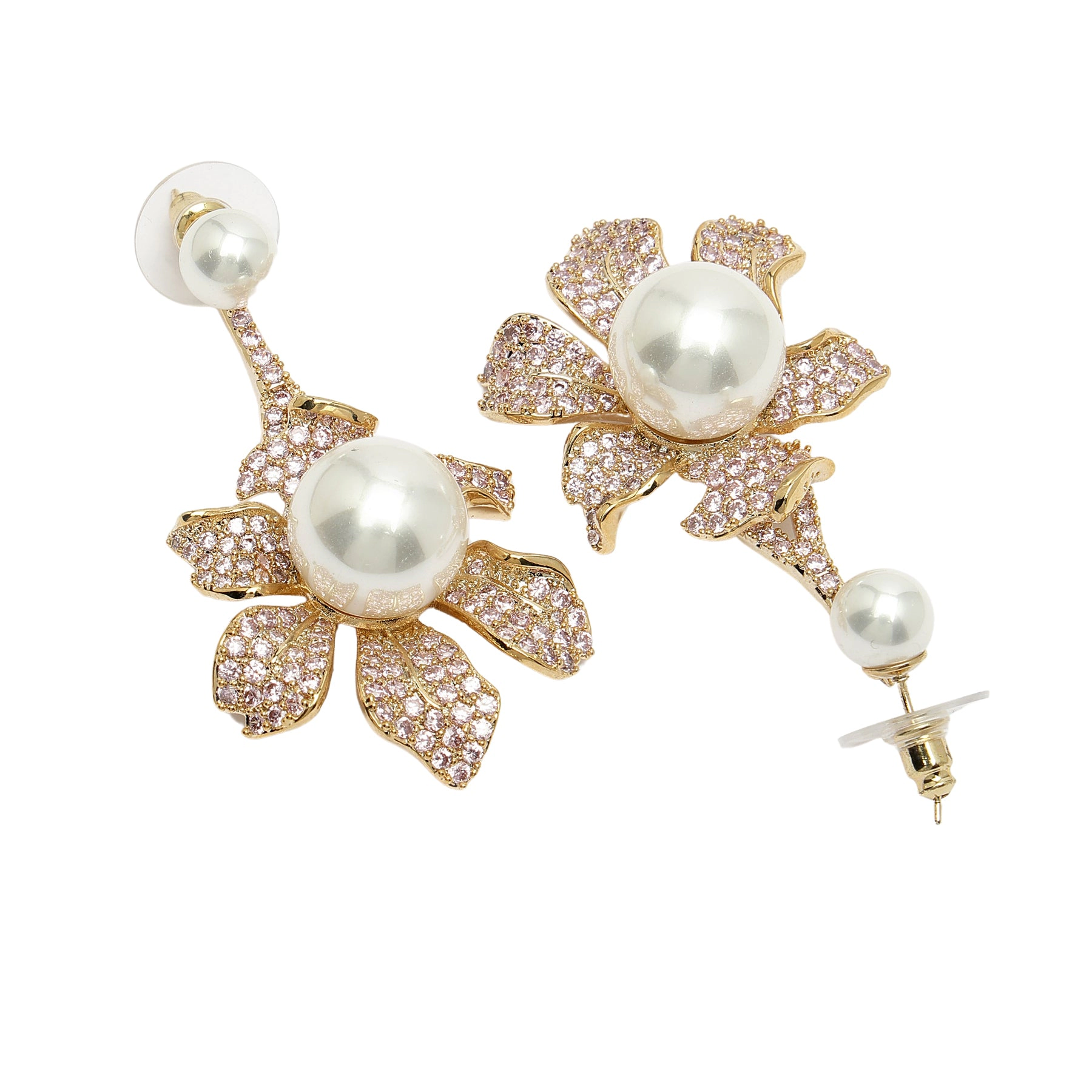 AGP PARIS Womens Diva Collection Cubic Zirconia Blooming Pearl Floral Earrings