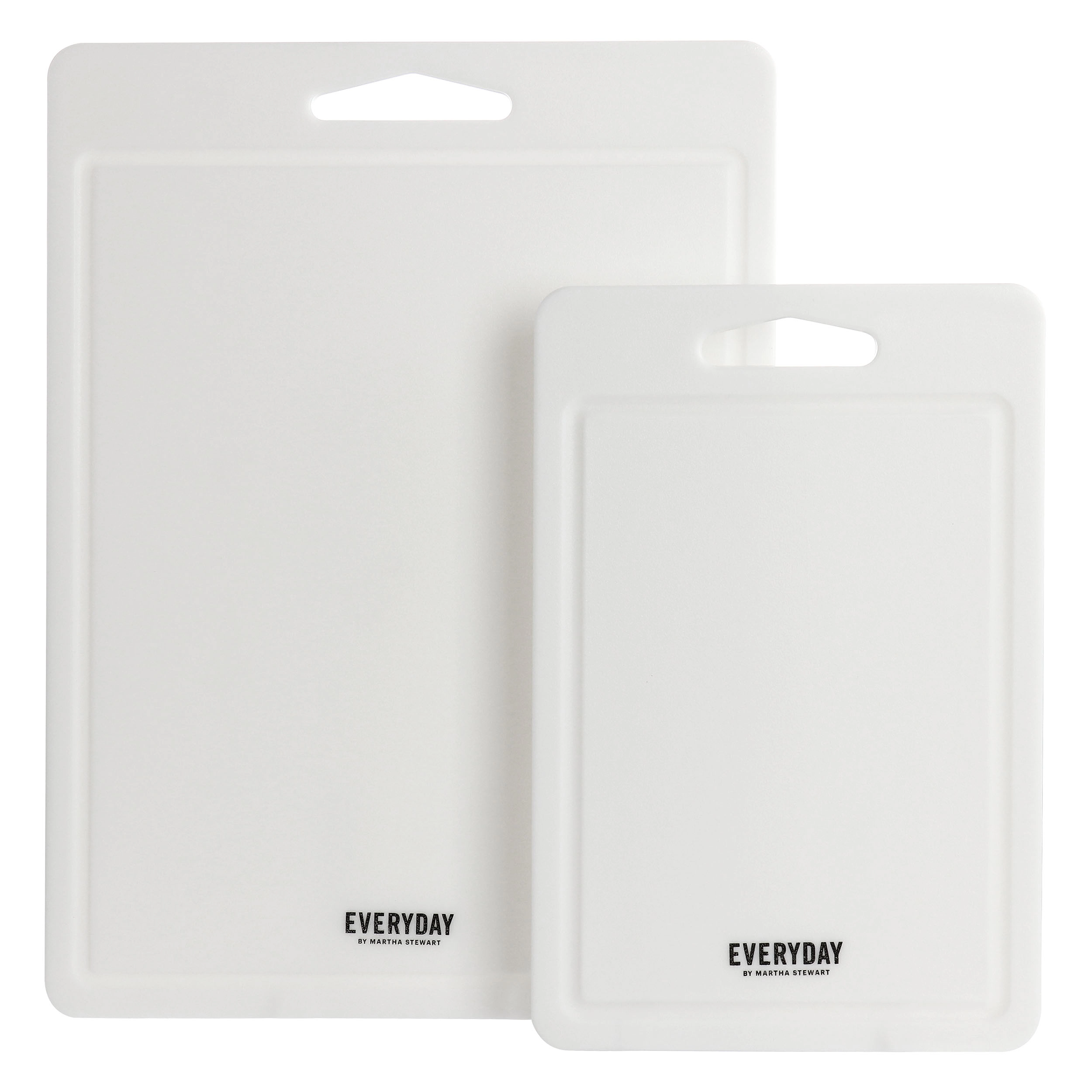 Martha Stewart Everyday Fayer 2 Piece Polypropylene 16in and 12in Cutting Board Set in White