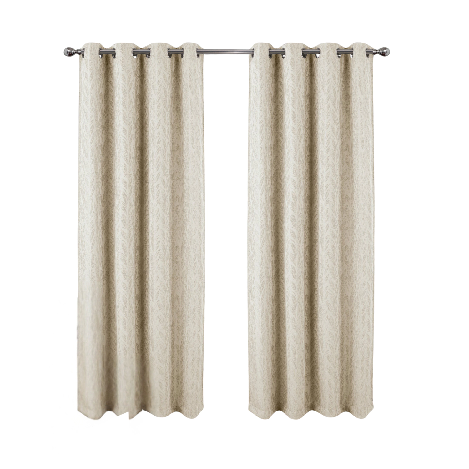 RT Designers Collection 100% Polyester 270 GSM Reba Luxury Jacquard Blackout Grommet Curtain Panel 54" x 90" Ivory