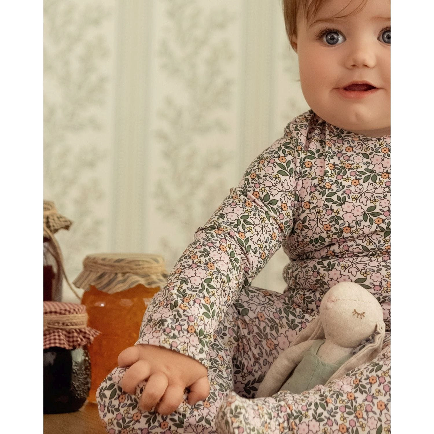 MeMoi Baby and Toddler Girls "Kaleidoscope Bouquet" Cotton Rich Footie