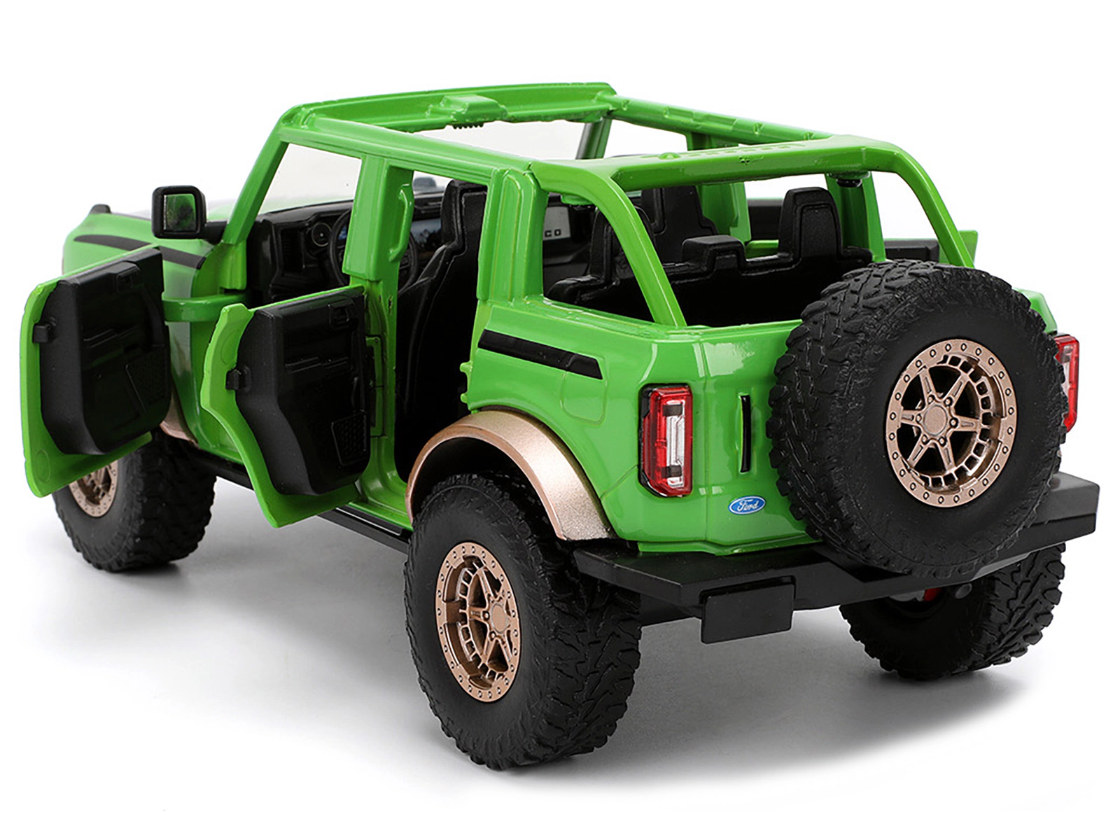 Jada 2021 Ford Bronco Green with Black Stripes and Green M&M's Diecast Figure "Hollywood Rides" Series 1/24