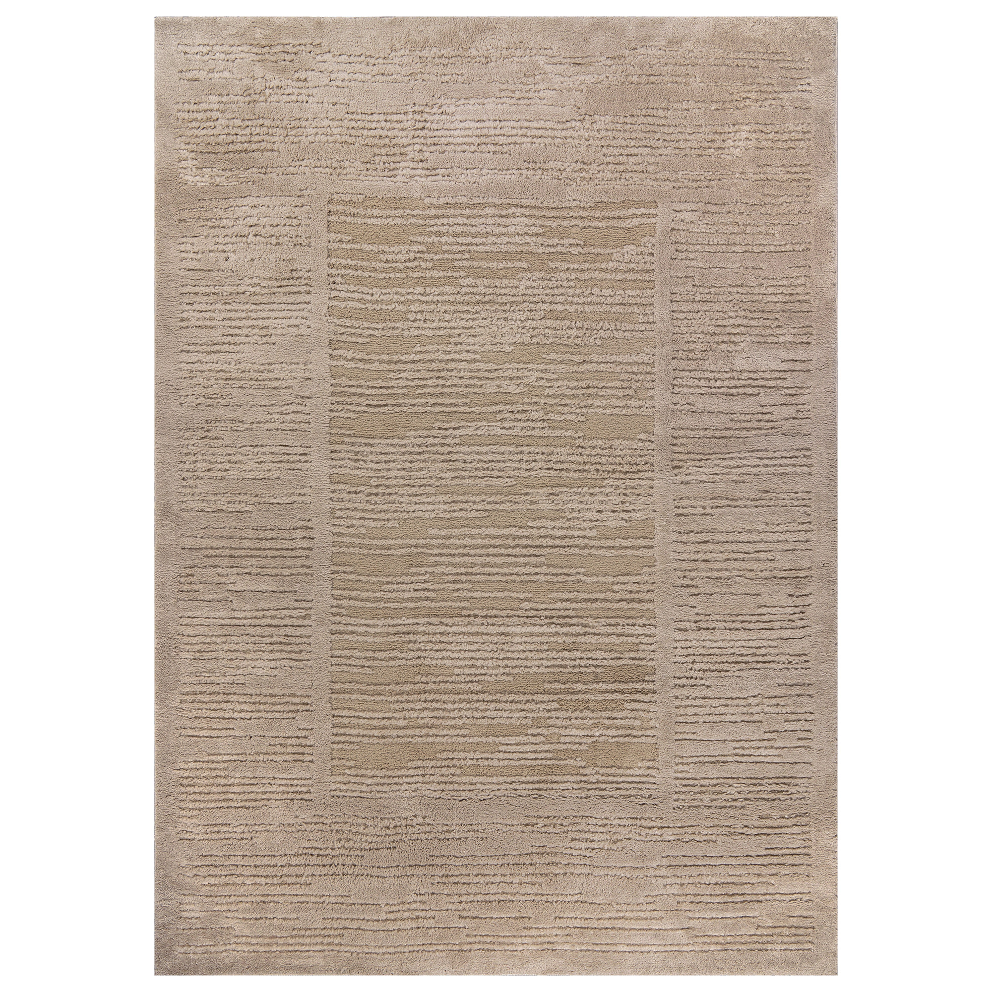 World Rug Gallery Striped Framed Border Soft Shag High-Low Indoor Area