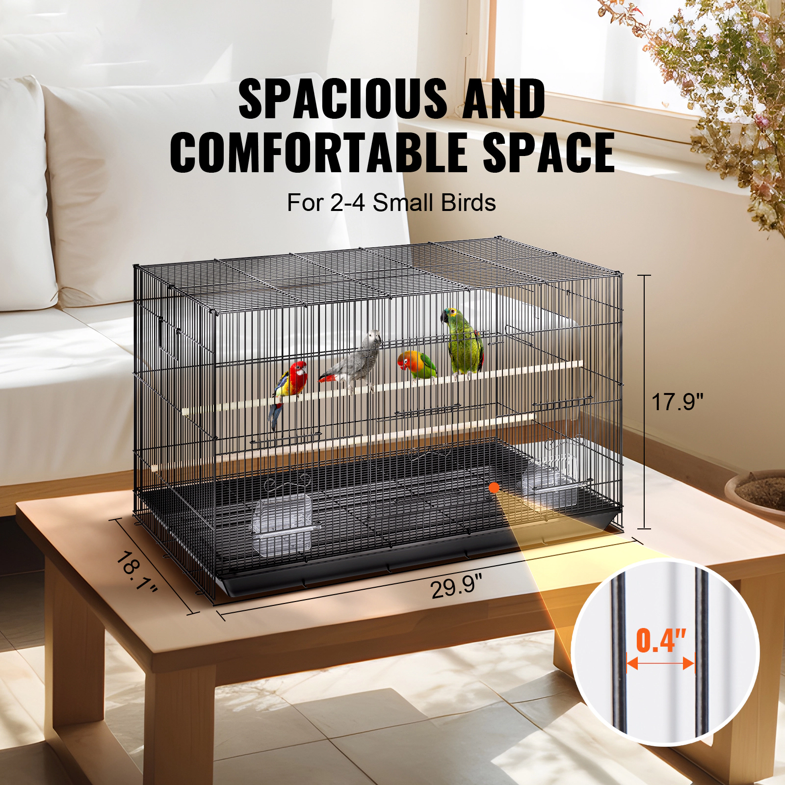 HONGGE Small Cage for Canaries, Cockatiels, Lovebirds, and Budgies