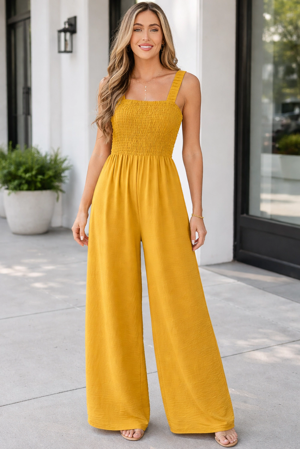 Threaded Pear Women's Rebecca Sleeveless Wide Leg Jumpsuit