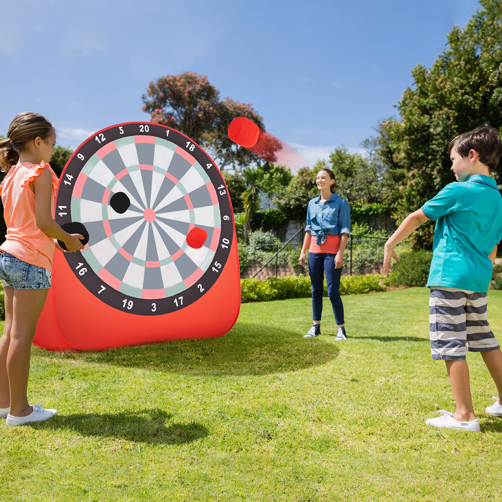 Hivvago Large Dart Board for Kids with 4 Kick Balls