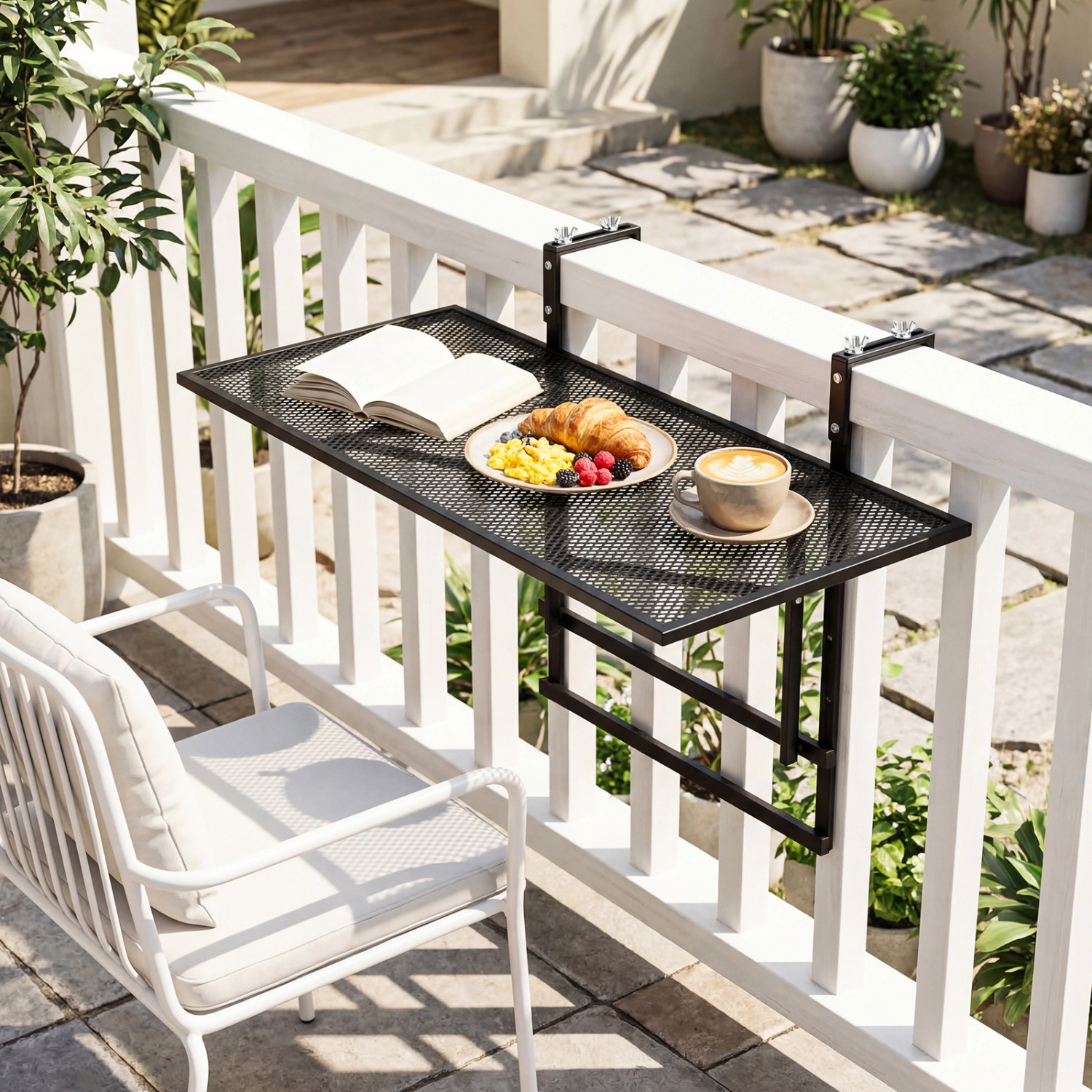 LJG 31.5 Inch Large Metal Folding Bar Table with 5-Position Adjustable Height