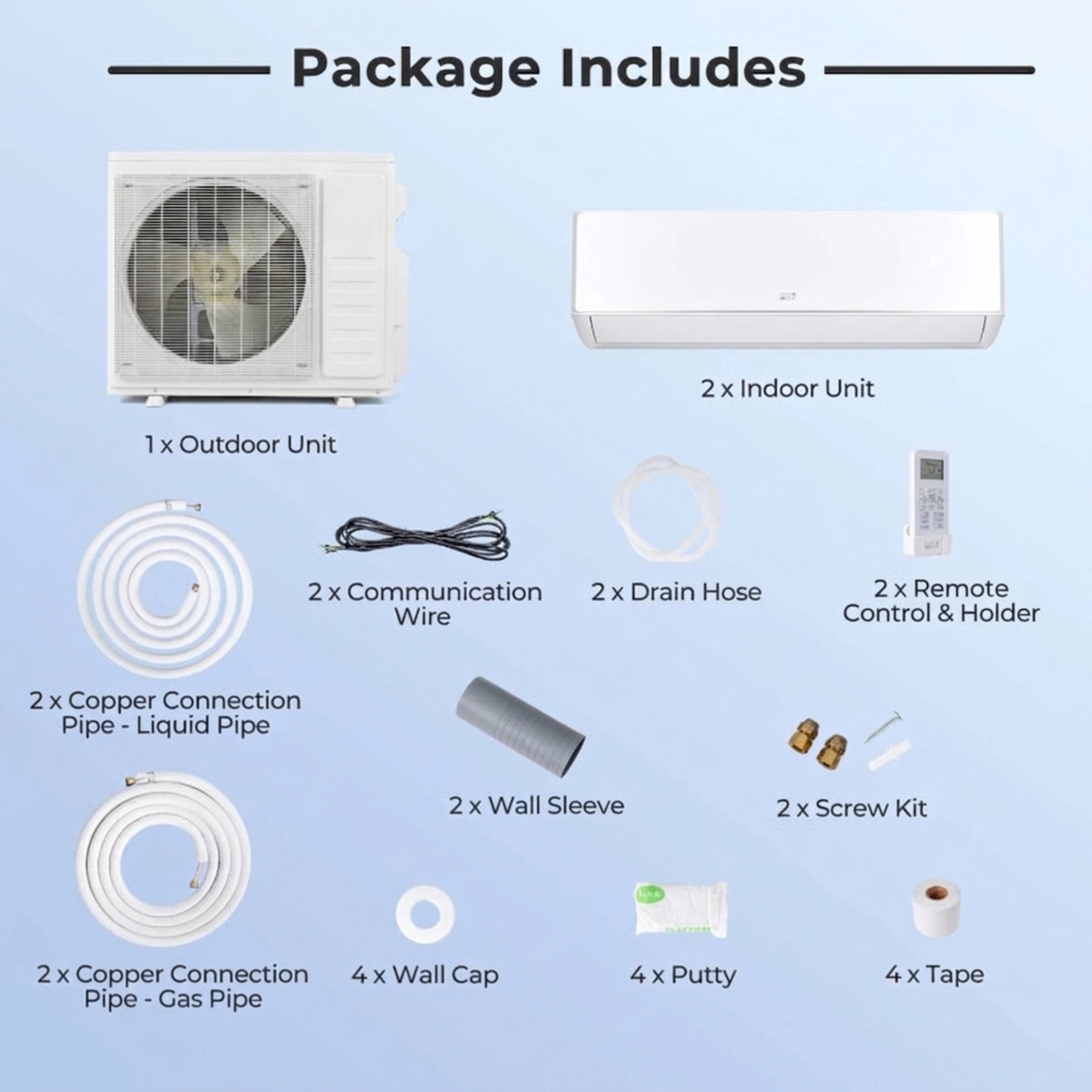 SUGIFT 35000-BTU 2-Zone 22.5-SEER2 208-230V Wall Mounted Ductless Mini Split Air Conditioner and Heater