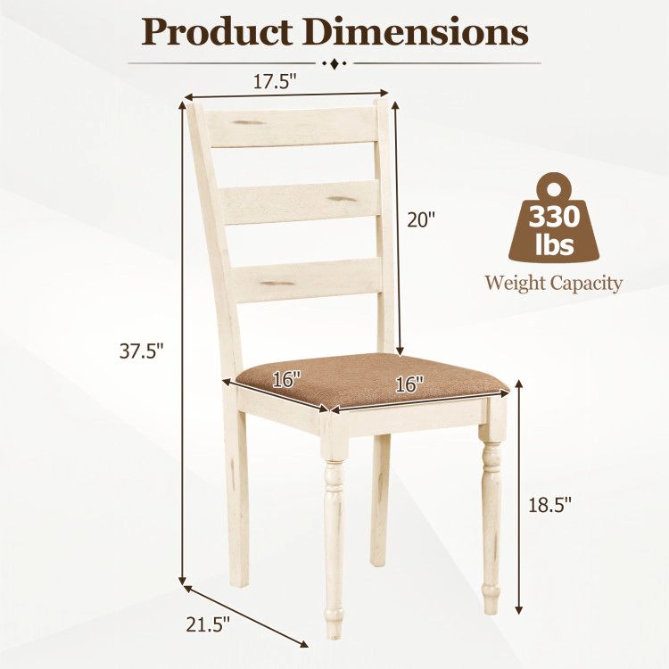 Hivvago Rubber Wood Dining Chairs Set Of 4 With Padded Linen Seat & Slatted Backrest