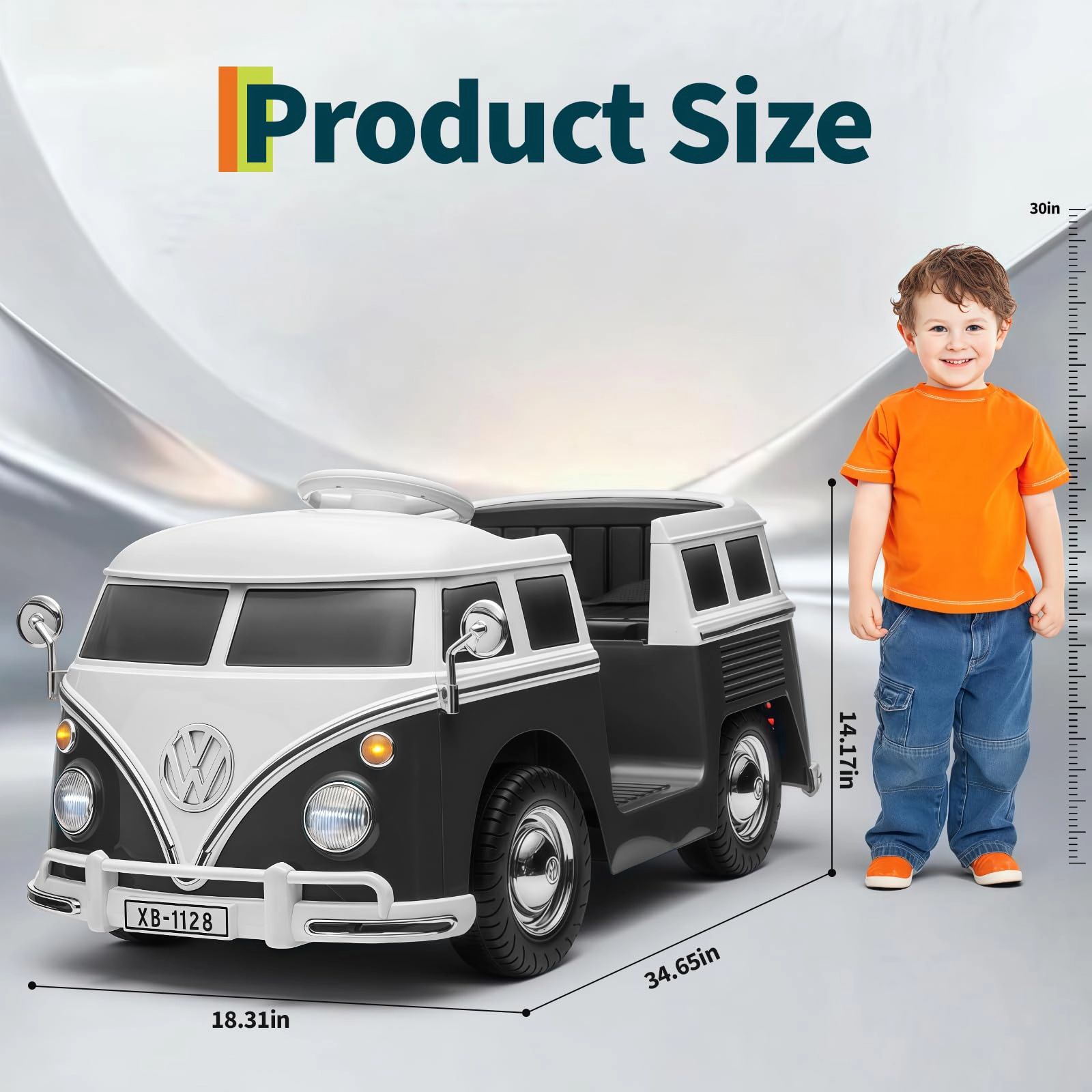 Enjyam 6V Licensed Volkswagen T1 Bus Ride-On Car for Kids with LED Lights, Horn, Music & Two Speeds